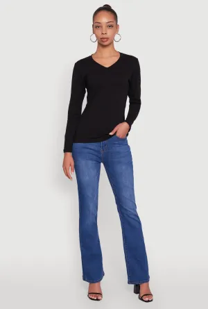 V-Neck Long Sleeve Solid T-Shirt Smart Fit Fashion-Forward Look
