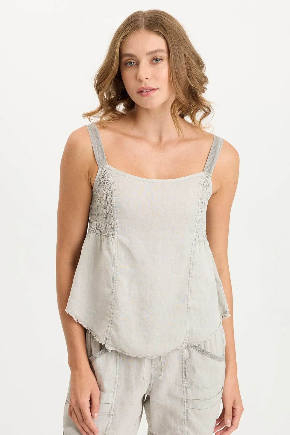Fernley Linen Ruched Tank LowProfile Italian Flair