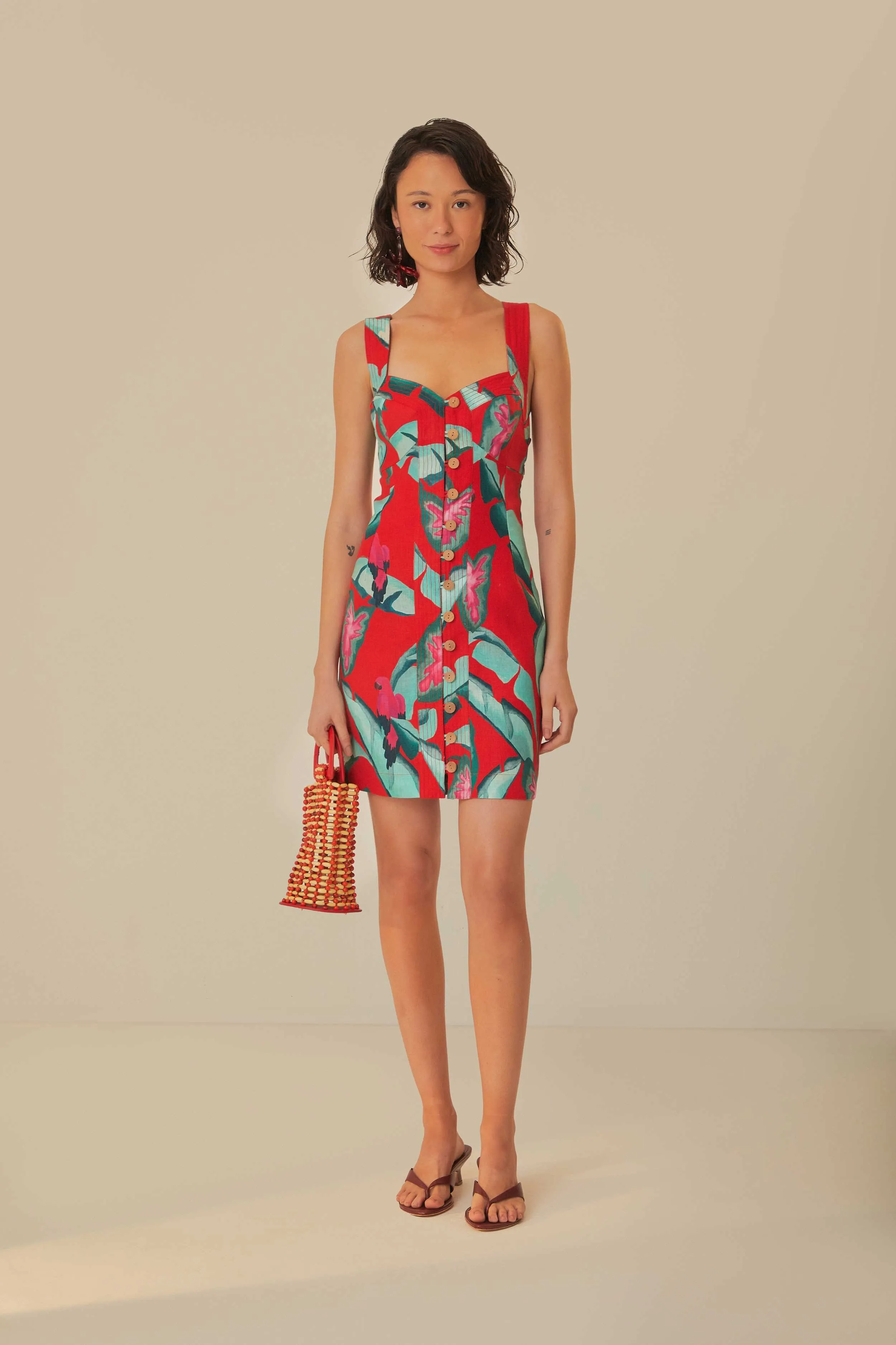 Red Summer Foliage Mini Dress Highlight Zone