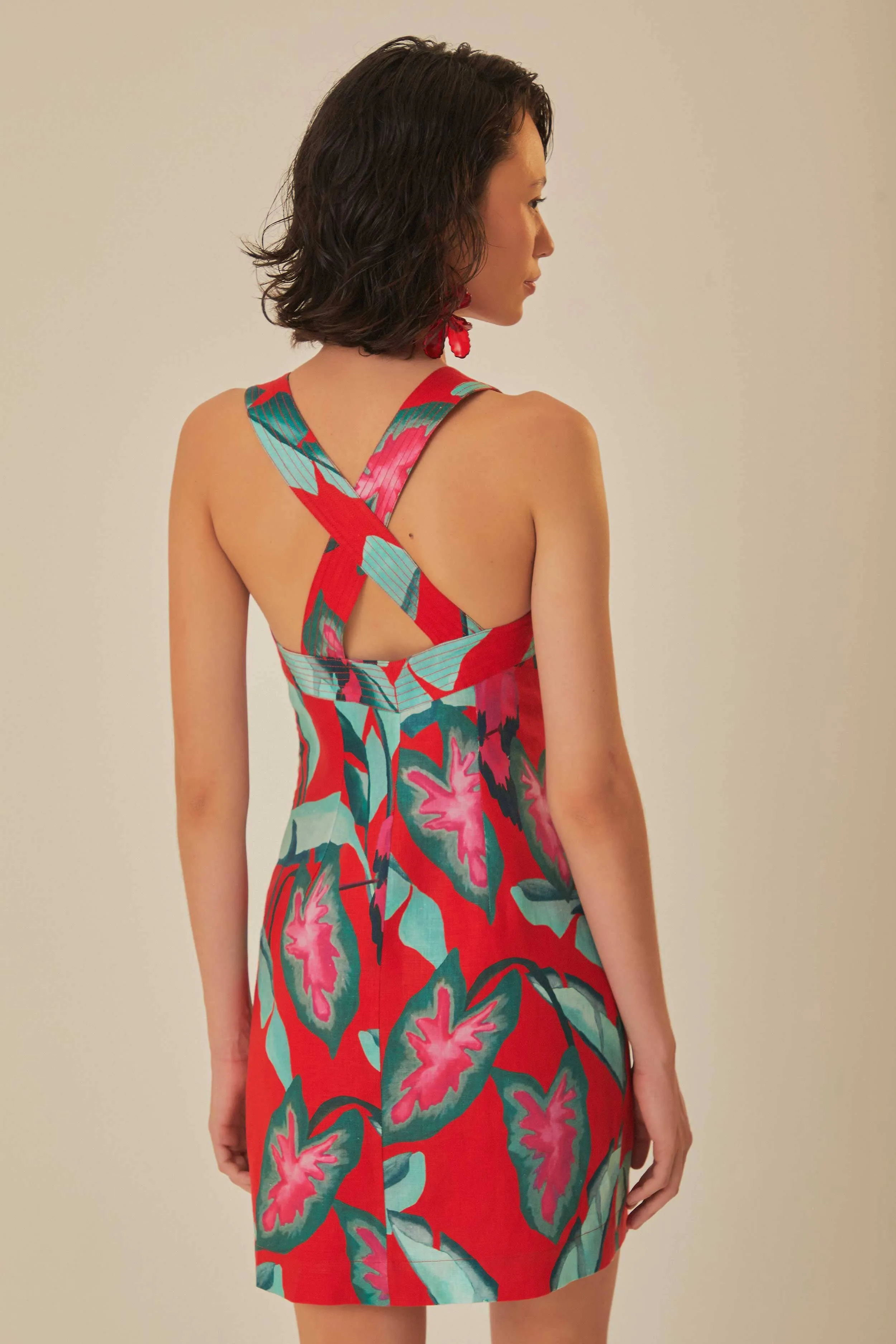 Red Summer Foliage Mini Dress Urban Light