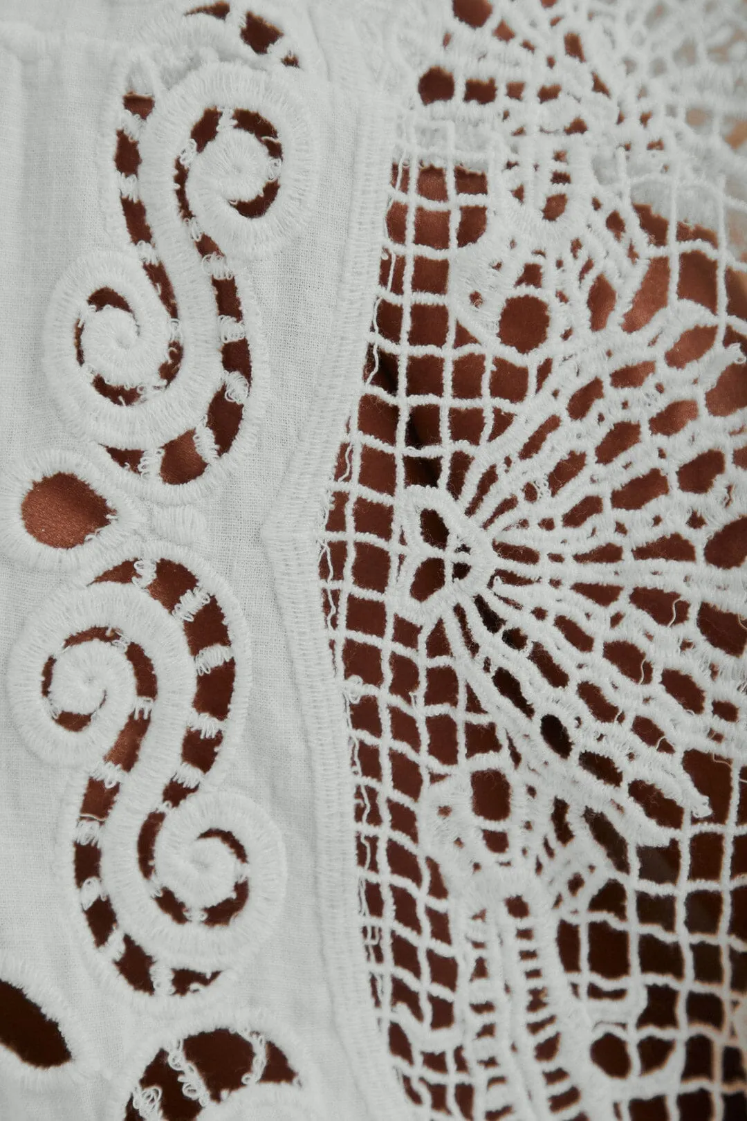 Off-White Embroidered Guipure Euroflax? Premium Linen Midi Dress Freedom Wear Modern Fashion