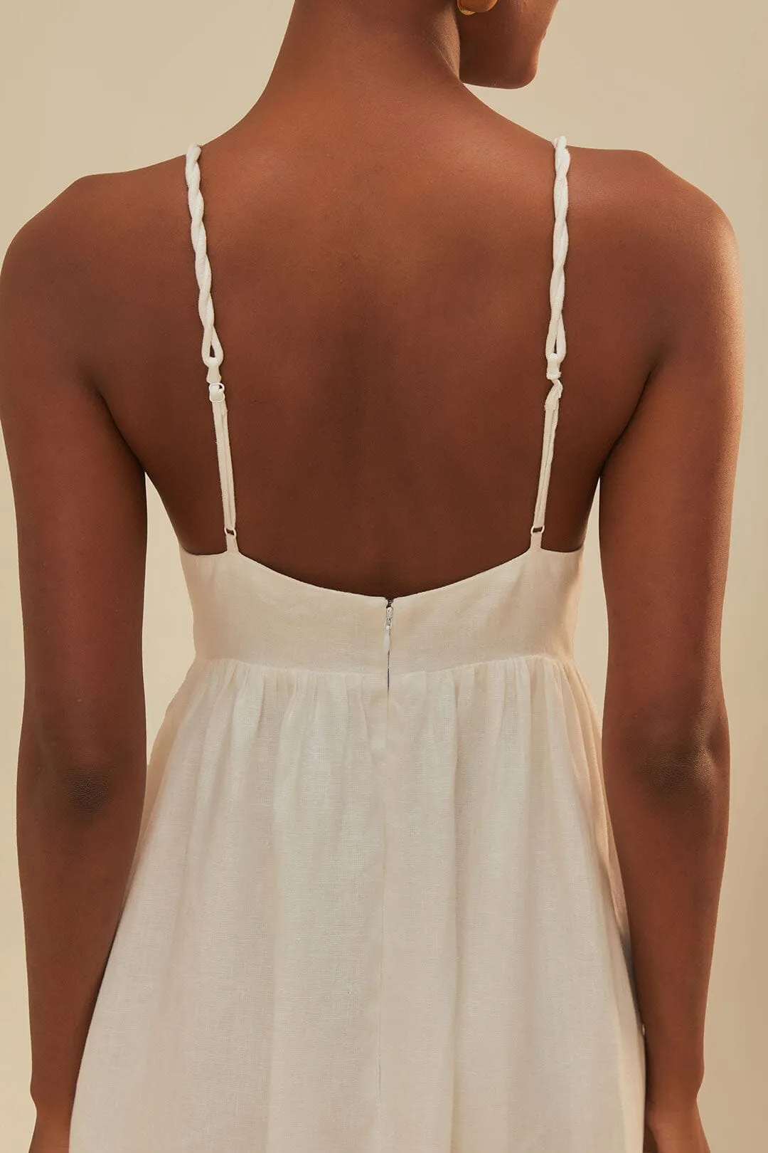 Coconut Tree Embroidered Maxi Dress Bead Shine Seaside Path
