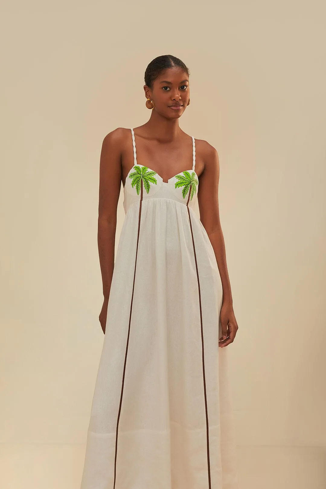 Coconut Tree Embroidered Maxi Dress Weave Art This maxi dress offers the perfect combination of comfort and elegance for everyday wear