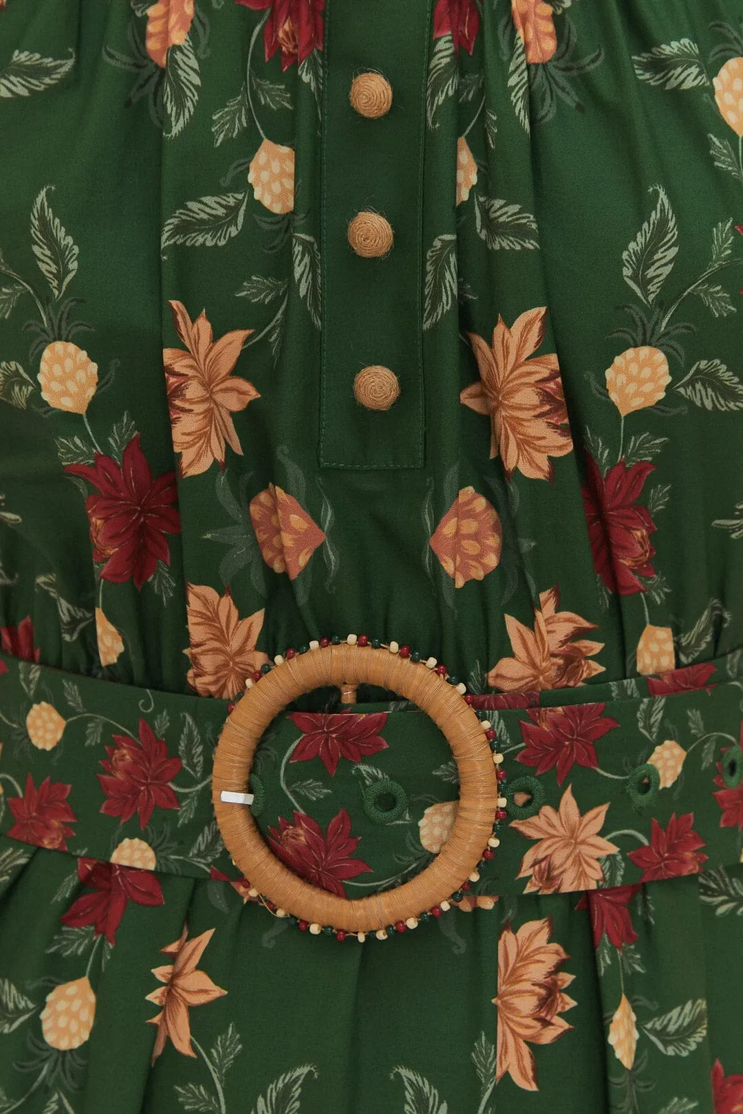 Paper Wall Green Pineapple Garden Organic Cotton Maxi Dress