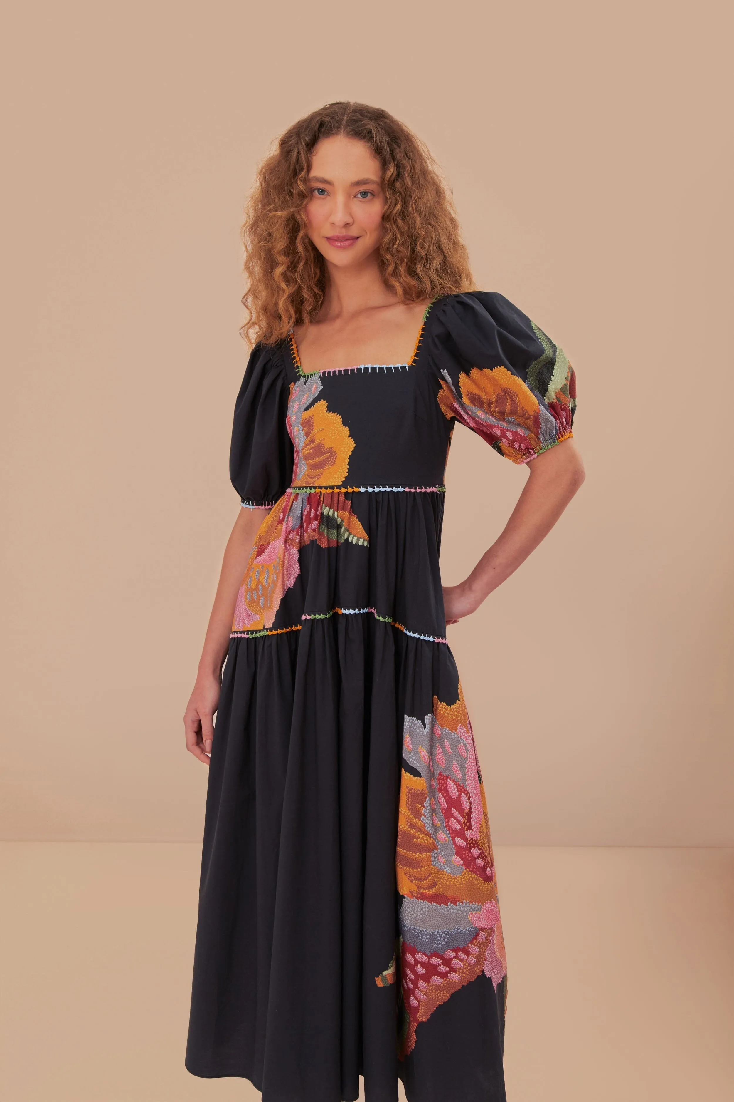 Black Lucy Floral Maxi Dress Daylight Warm Ocean Arch
