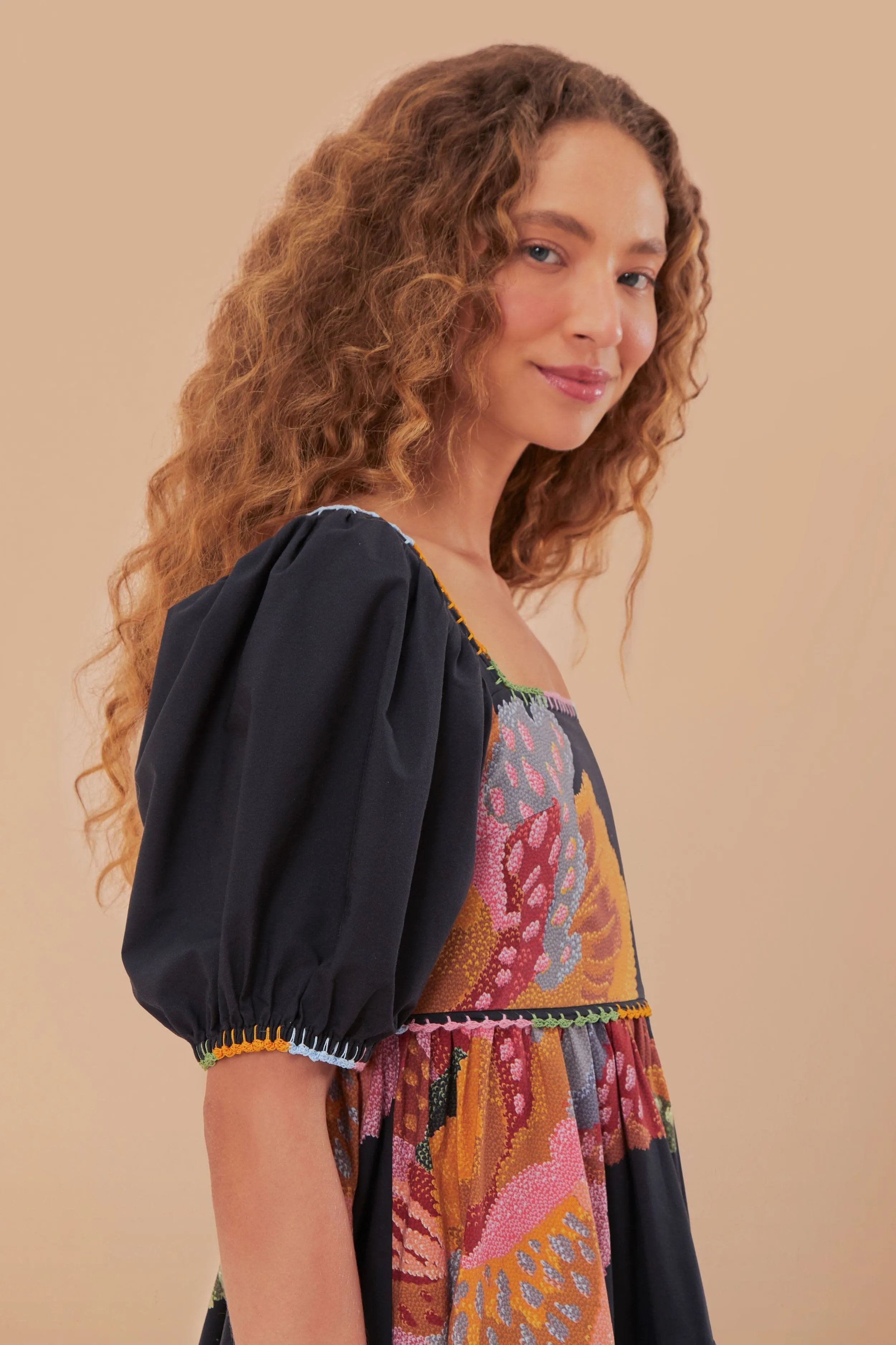 Dye Art Bold pattern maxi Black Lucy Floral Maxi Dress