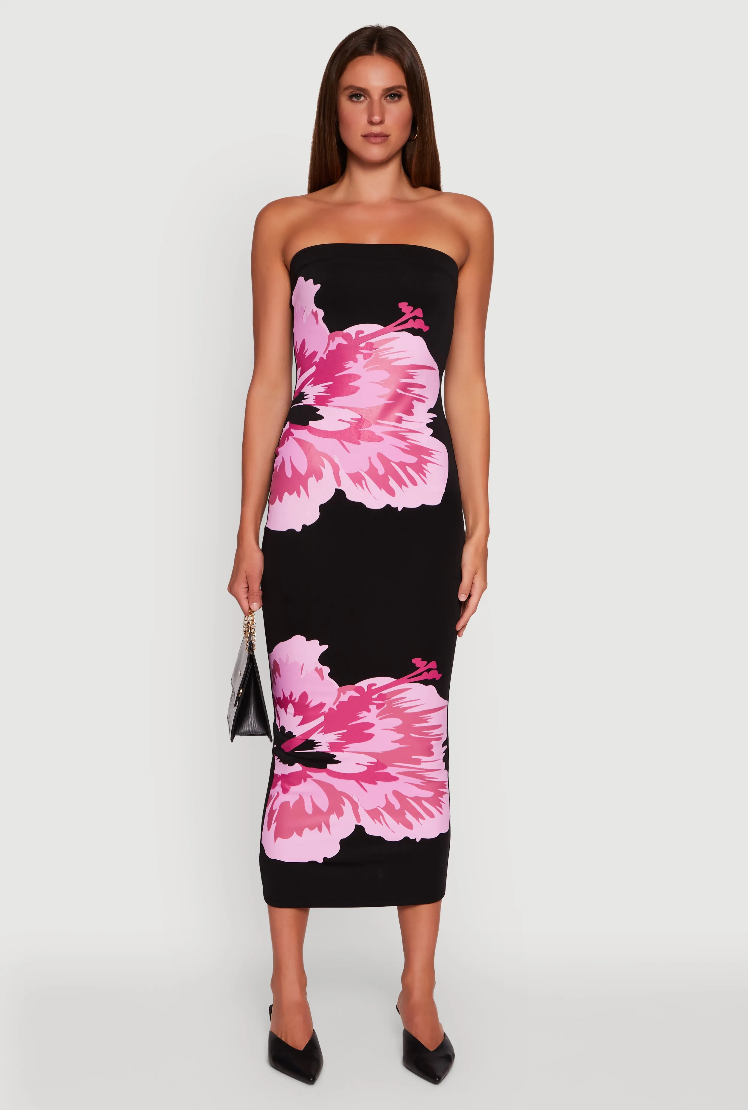 Blue Bay Floral Graphic Tube Maxi Dress