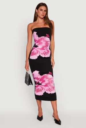 Floral Graphic Tube Maxi Dress Star Glow Cliff Path