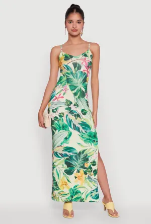 Haute Monde Floral V-Neck Side Slit Dress Cap Sleeve Blush Tone