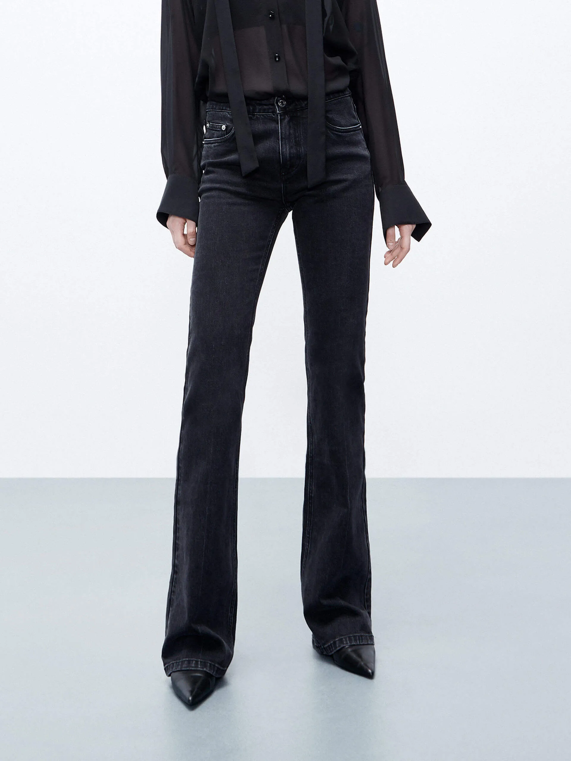 Flared High Rise Jeans Urban Explorer Evening Stroll Casual Friday Clean Style