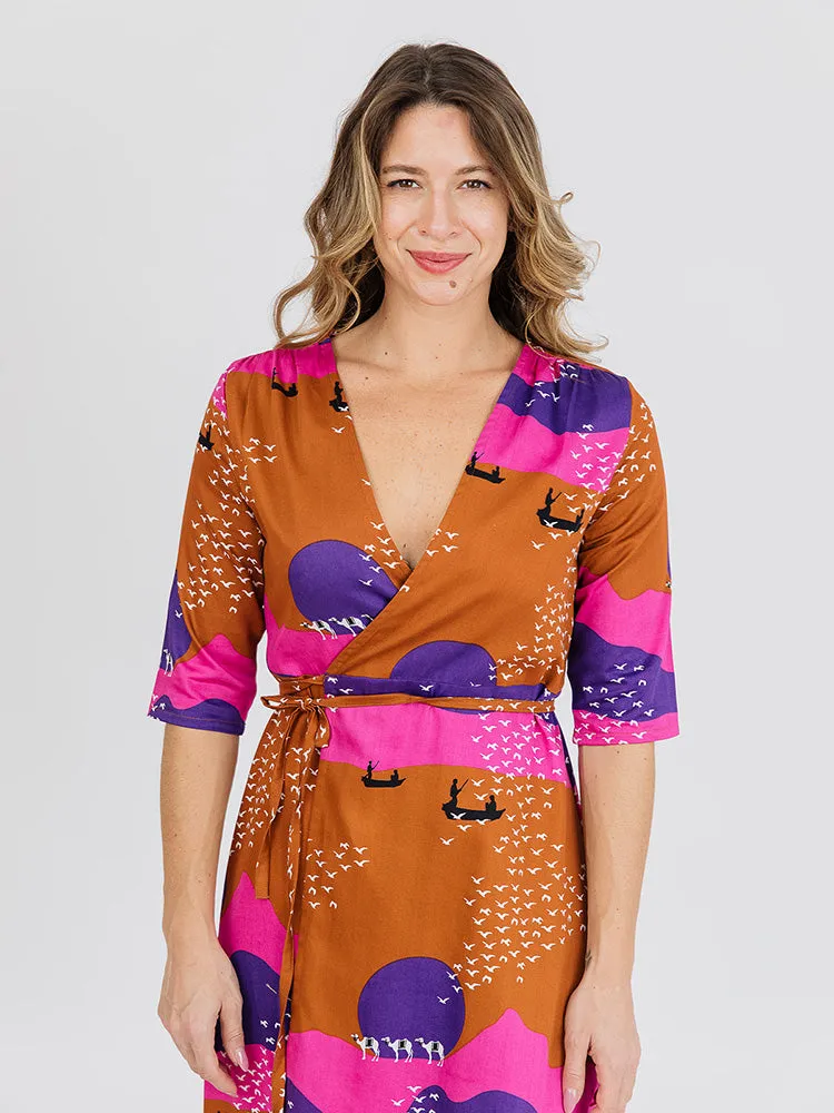 Photo Fit Wonder Core Aditi Wrap Dress - Sunset Spice Plum