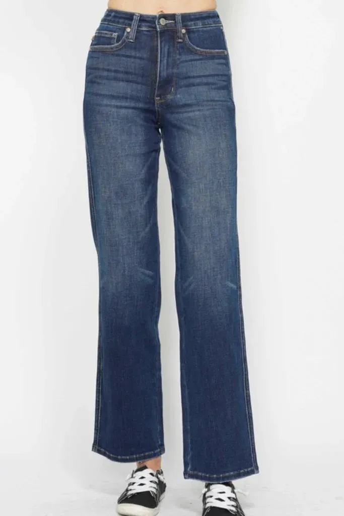 Judy Blue High Waist Tummy Control Classic Straight Jeans Conscious Core DoubleStitched