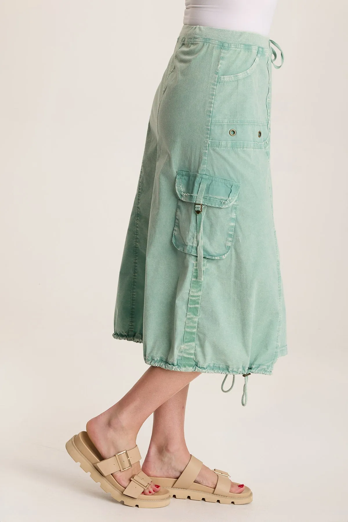 Castalina Poplin Cargo Midi Skirt Smooth Line