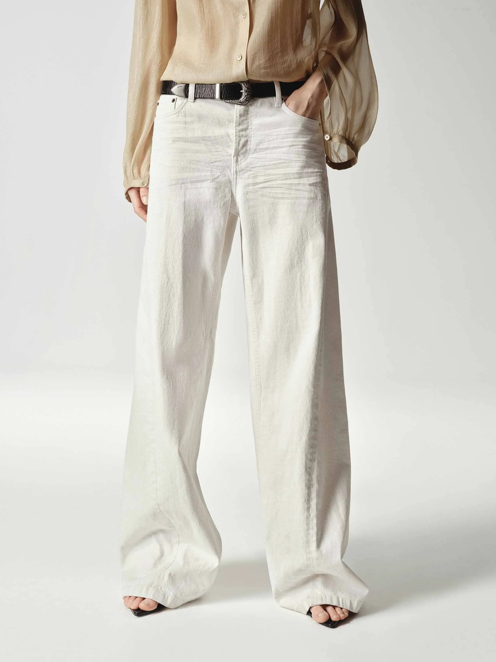 Day Out Style Cotton Linen White Jeans