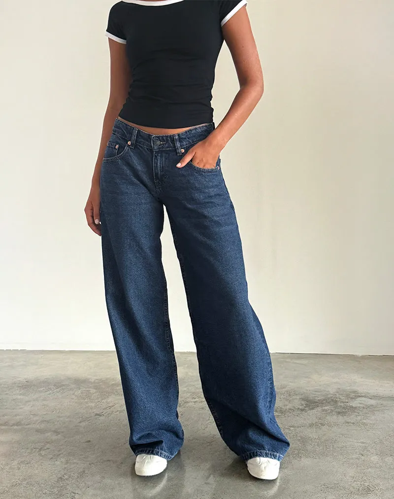 CompactPackaging Work Mix Roomy Extra Wide Low Rise Jeans in Mid Indigo Blue