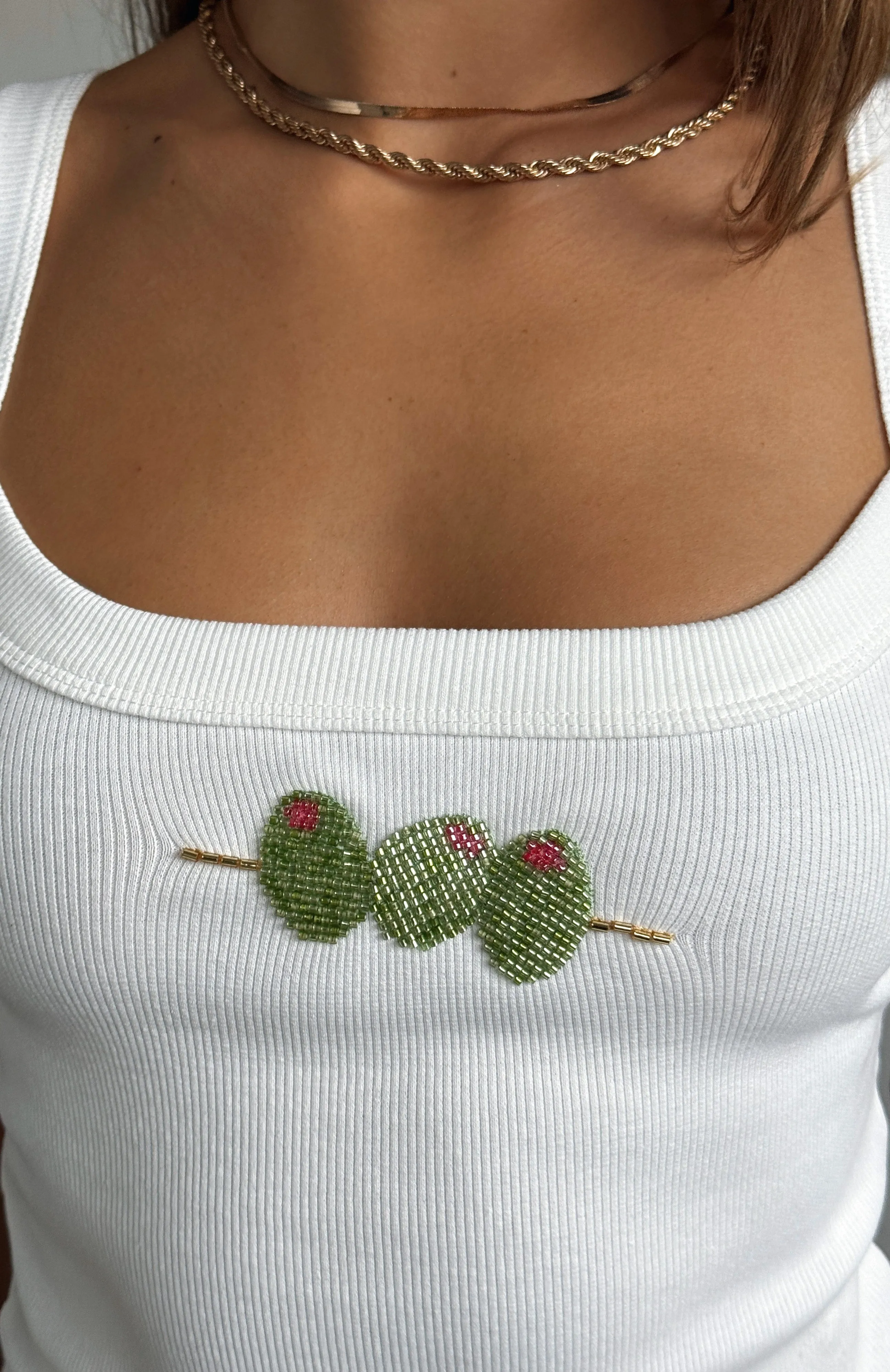 Olive Girly Tank Top White Camouflaged