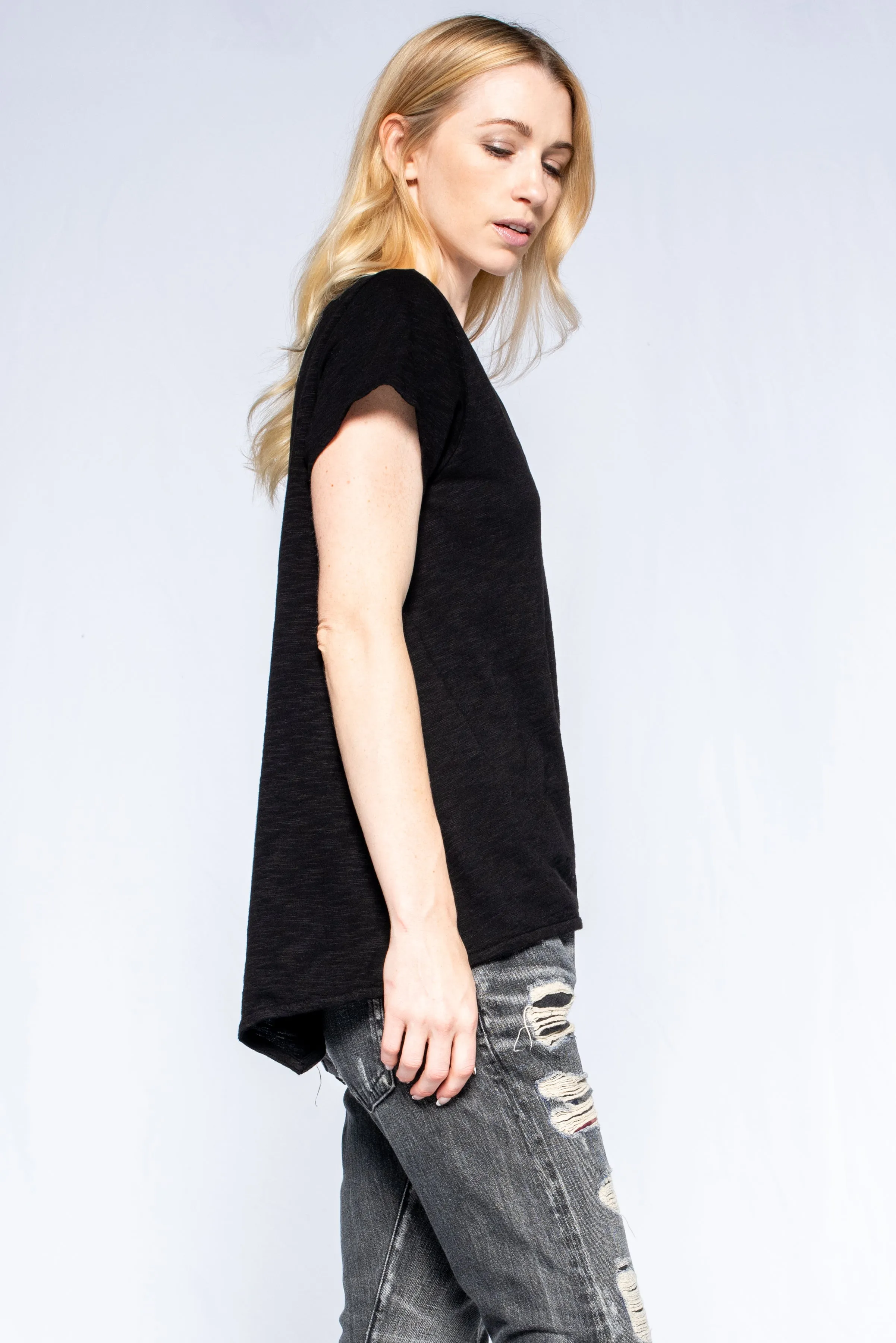 Moon Beam Island Vibe Easy Boyfriend Fit Low Scoopy Neck Tee