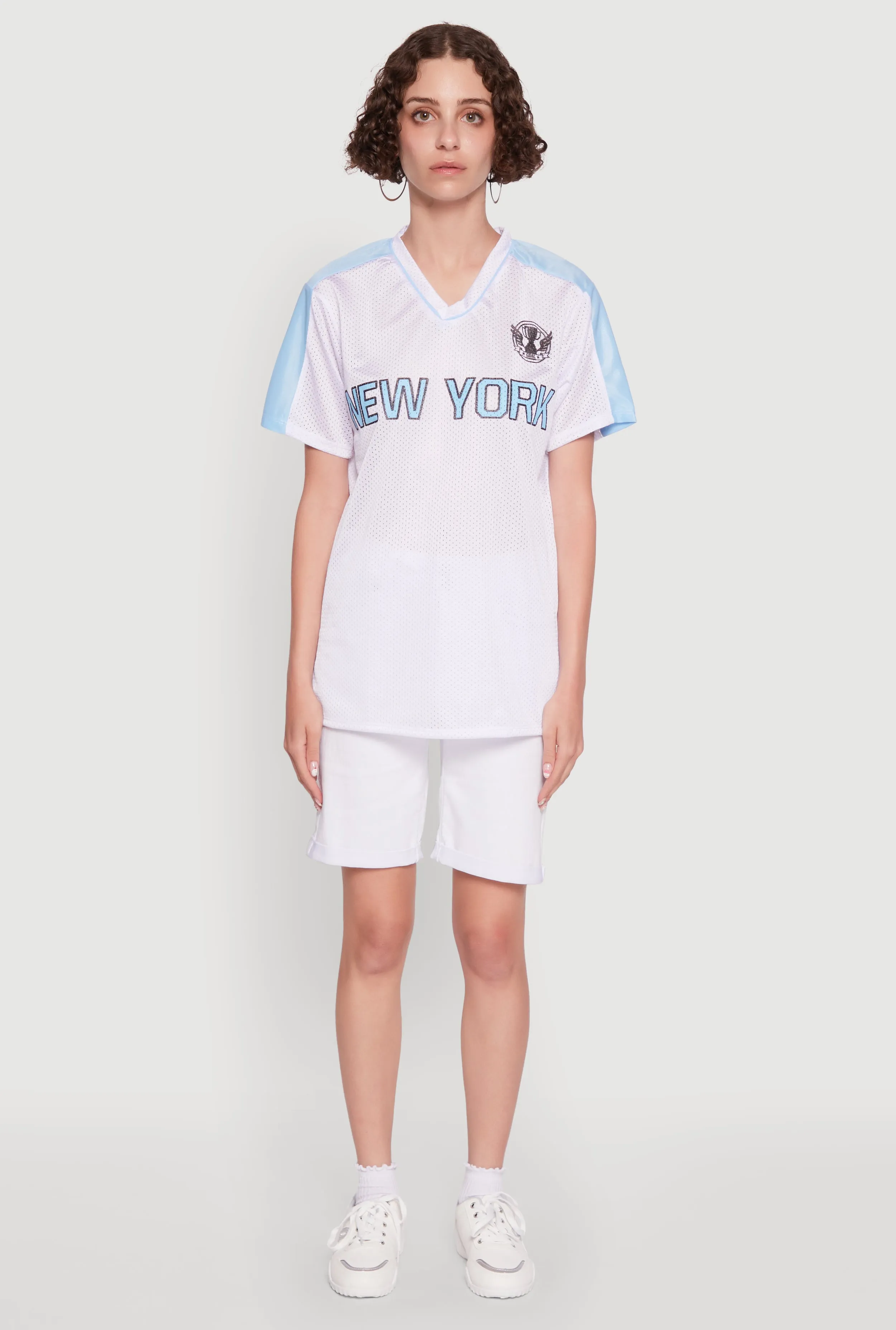 Chic Fashion All-Season Comfort Wear Trendy V-Neck New York Graphic Jersey