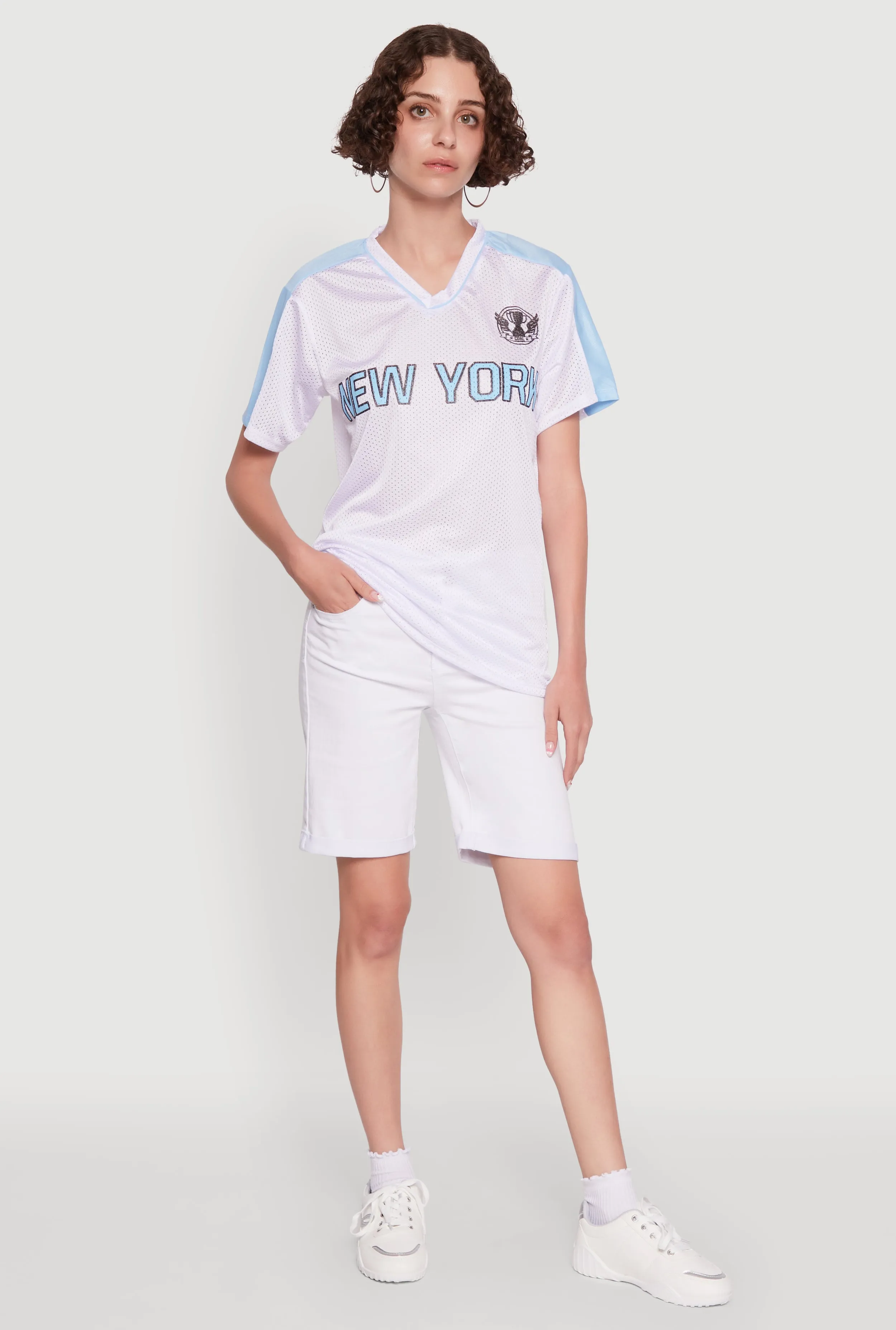 Trendy V-Neck New York Graphic Jersey Casual Style Wear