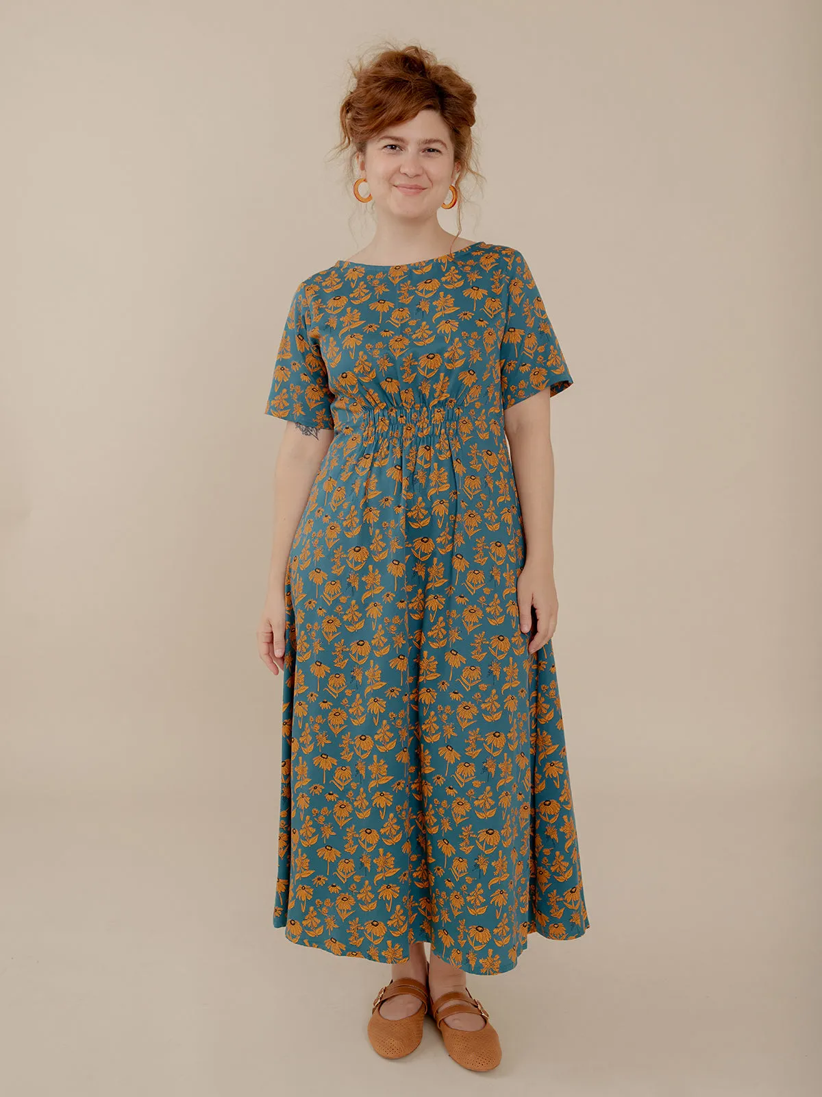 Seamless Design Heroine Glow Artsy Traveler Midi Dress - Teal Floral