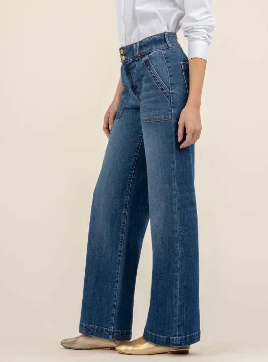 KUT Jodi High Rise Wide Leg Patch Pocket Jeans QuickDryMaterial