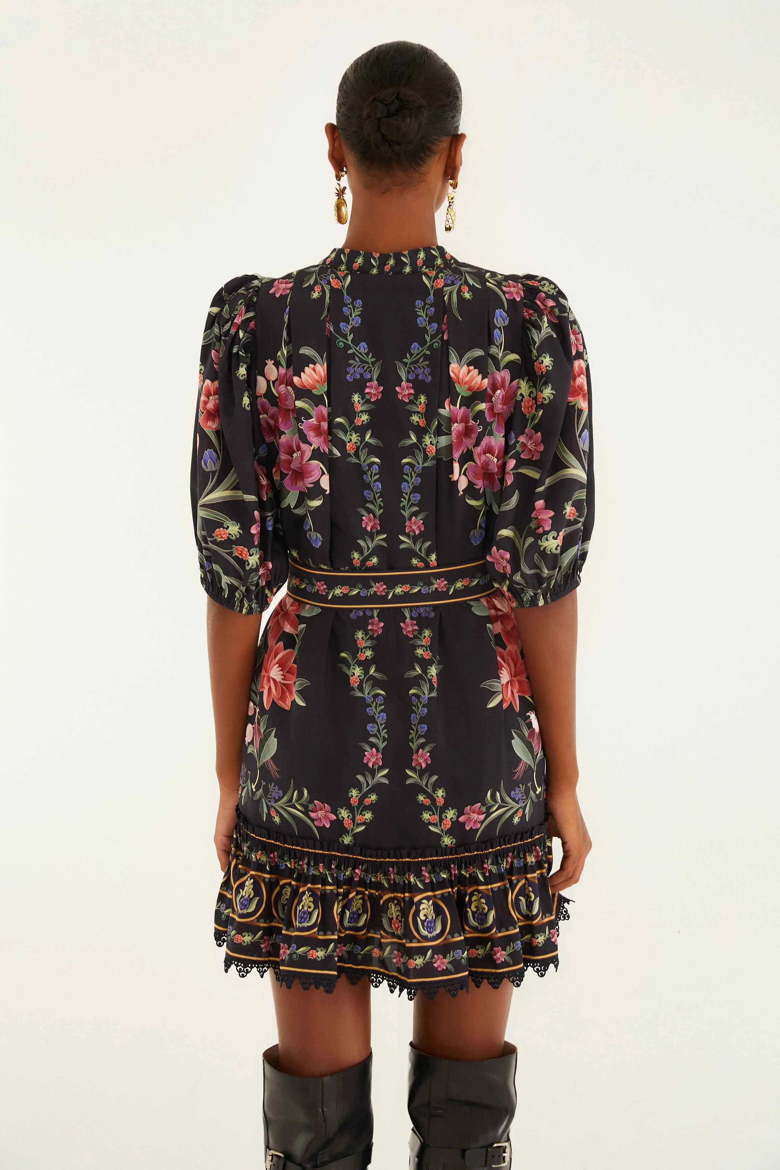 Fresh Vibe Scene Fresh Black Belle Garden Lace Belted Mini Dress