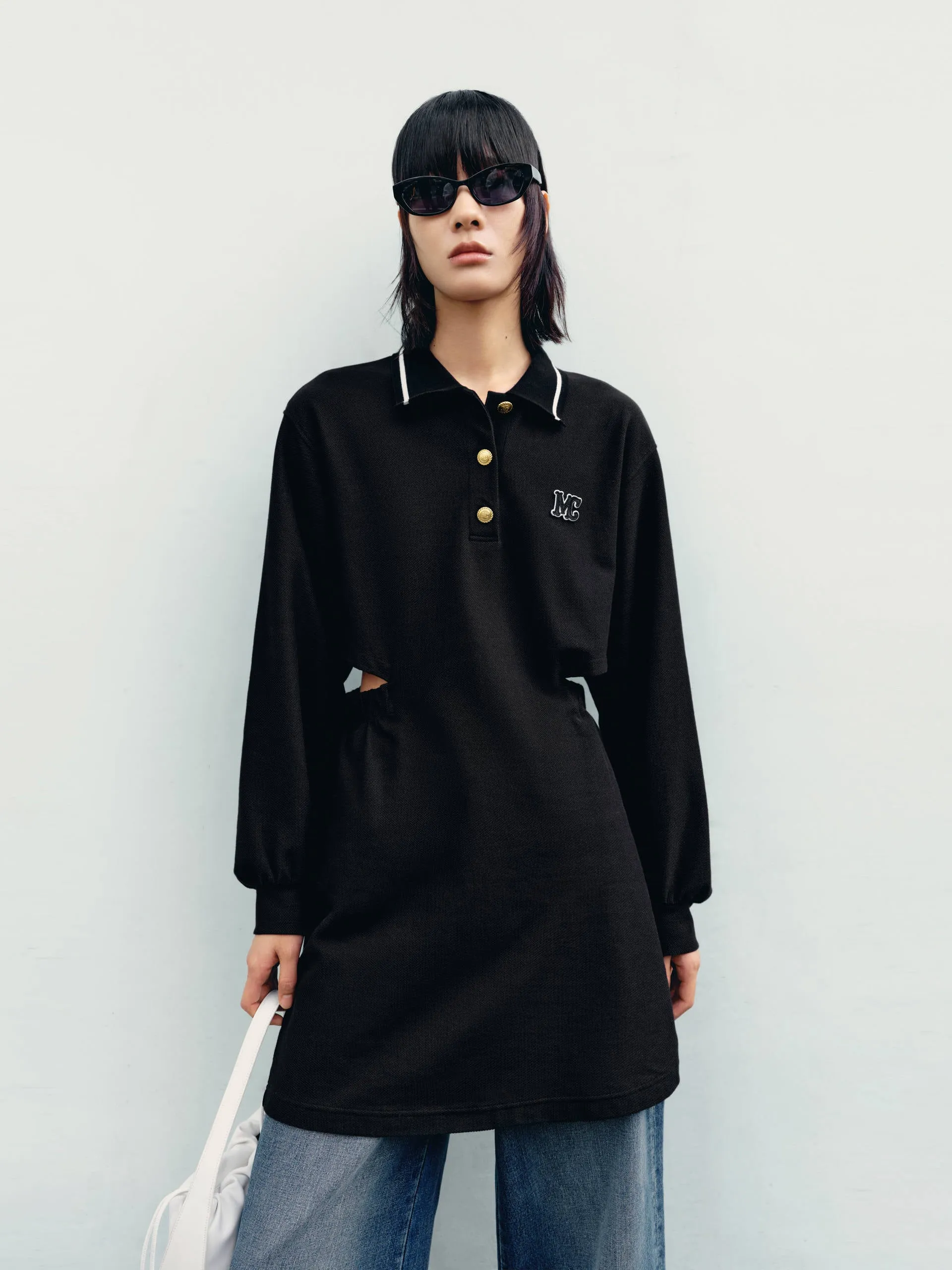 Cutout Waist Cotton Dress UPF Sun Protection