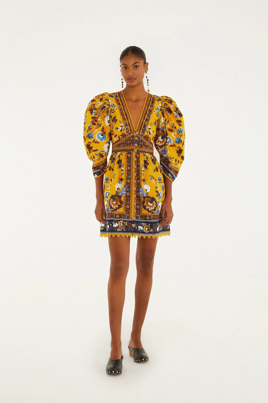 Yellow Flowering Garden Tree Mini Dress City Babe