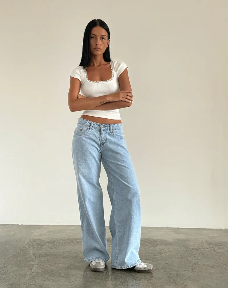 Roomy Extra Wide Low Rise Jeans in Light Wash Blue Road Soul