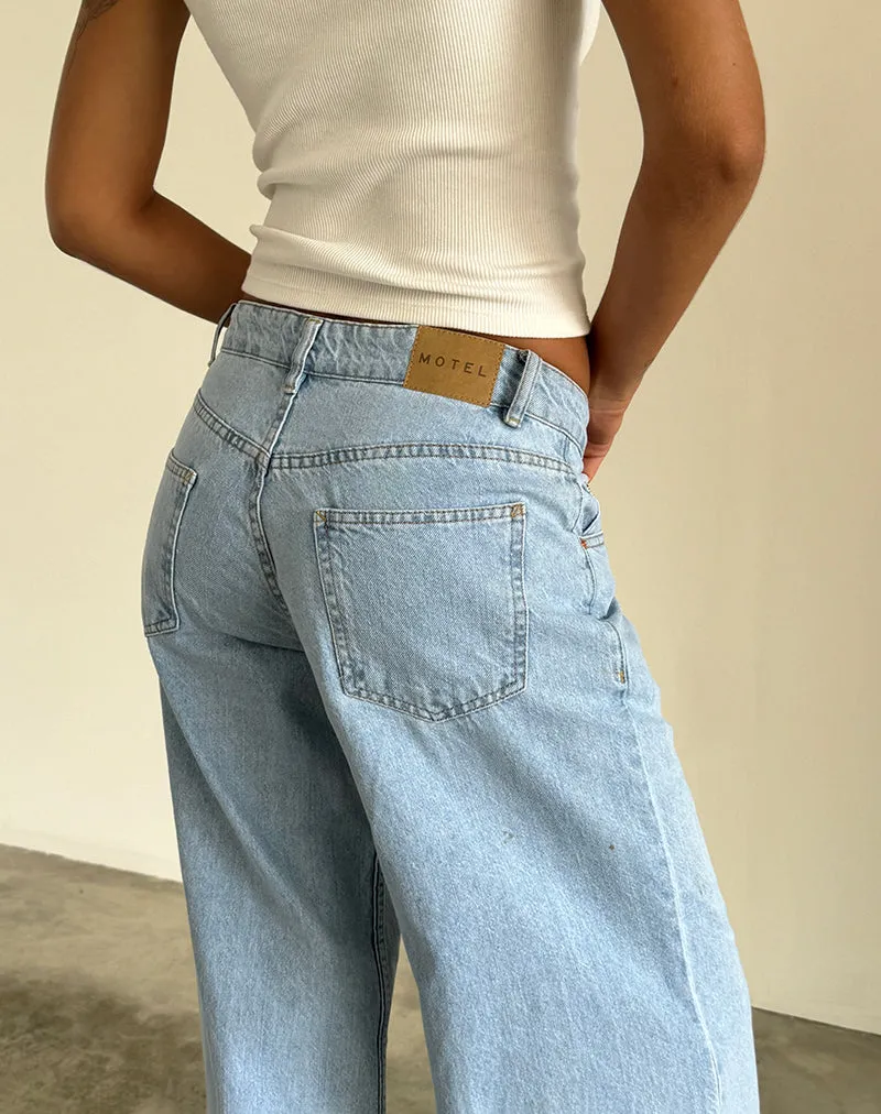 Roomy Extra Wide Low Rise Jeans in Light Wash Blue Brunch Fit