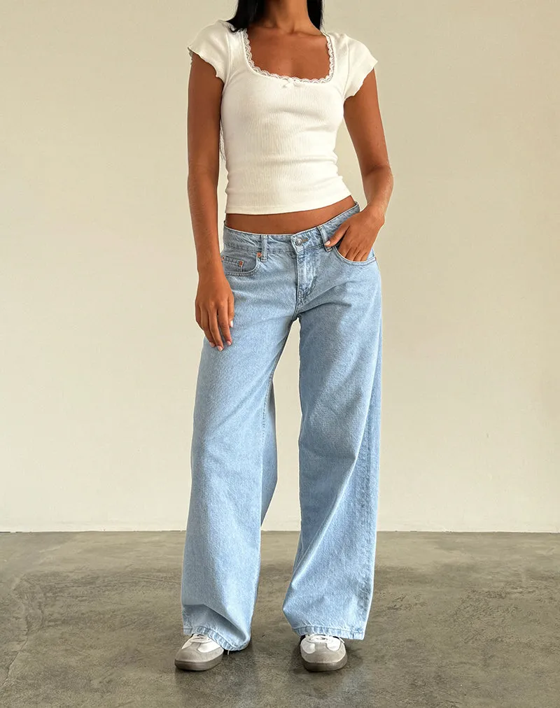 Roomy Extra Wide Low Rise Jeans in Light Wash Blue Stream Fit AntimicrobialTreatment