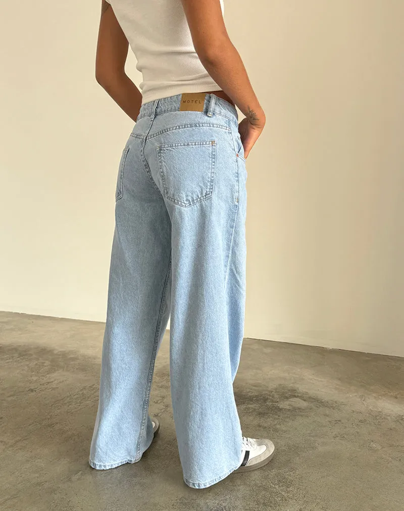Coastal Chic Roomy Extra Wide Low Rise Jeans in Light Wash Blue