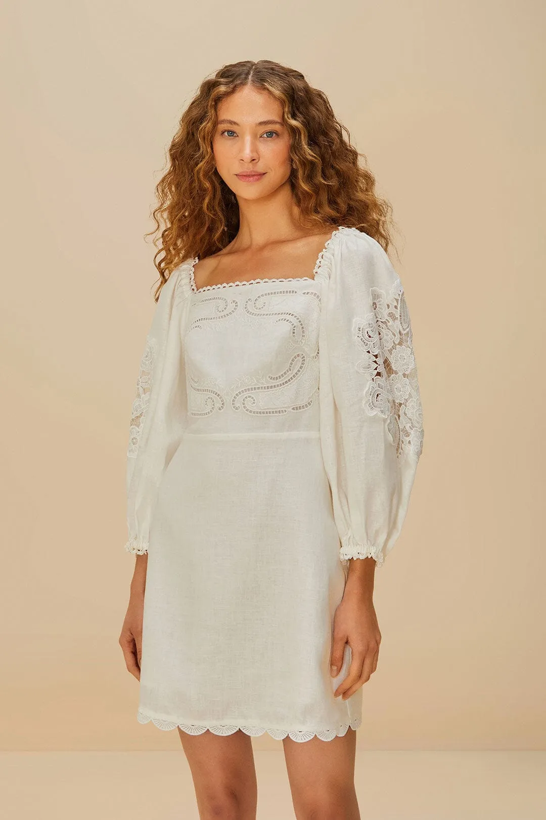 Easy-care playful dress Off-White Embroidered Euroflax? Premium Linen Mini Dress