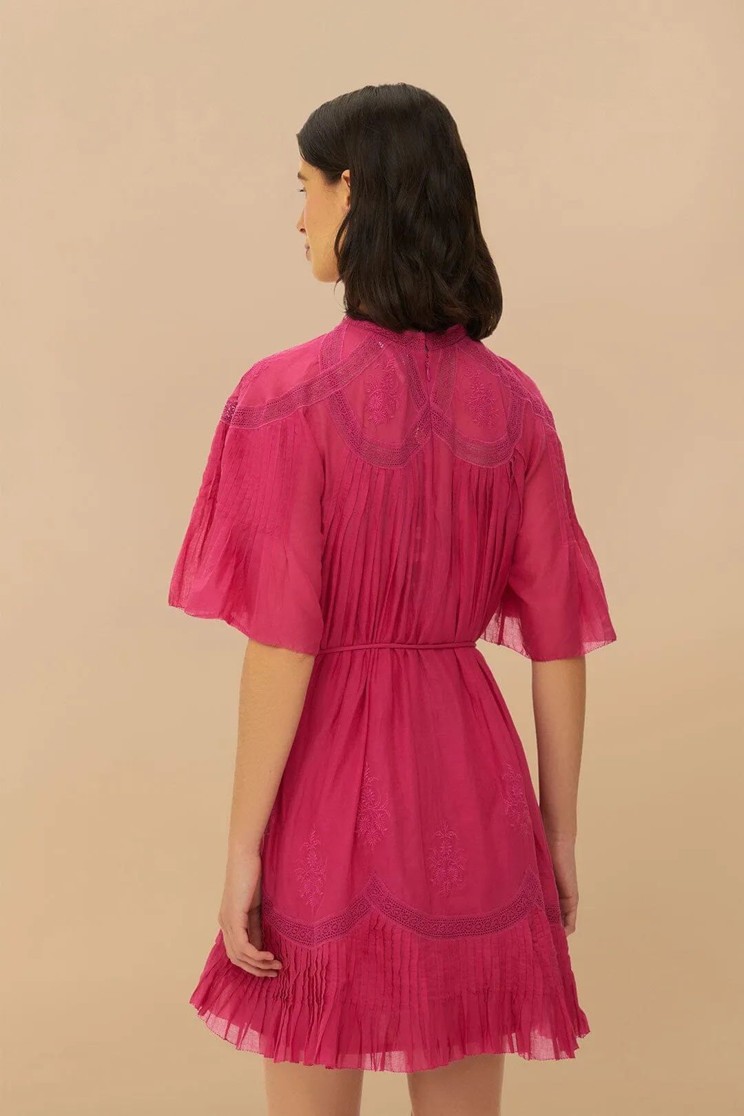 Pink Short Sleeve Ruched Mini Dress Vibrant Design