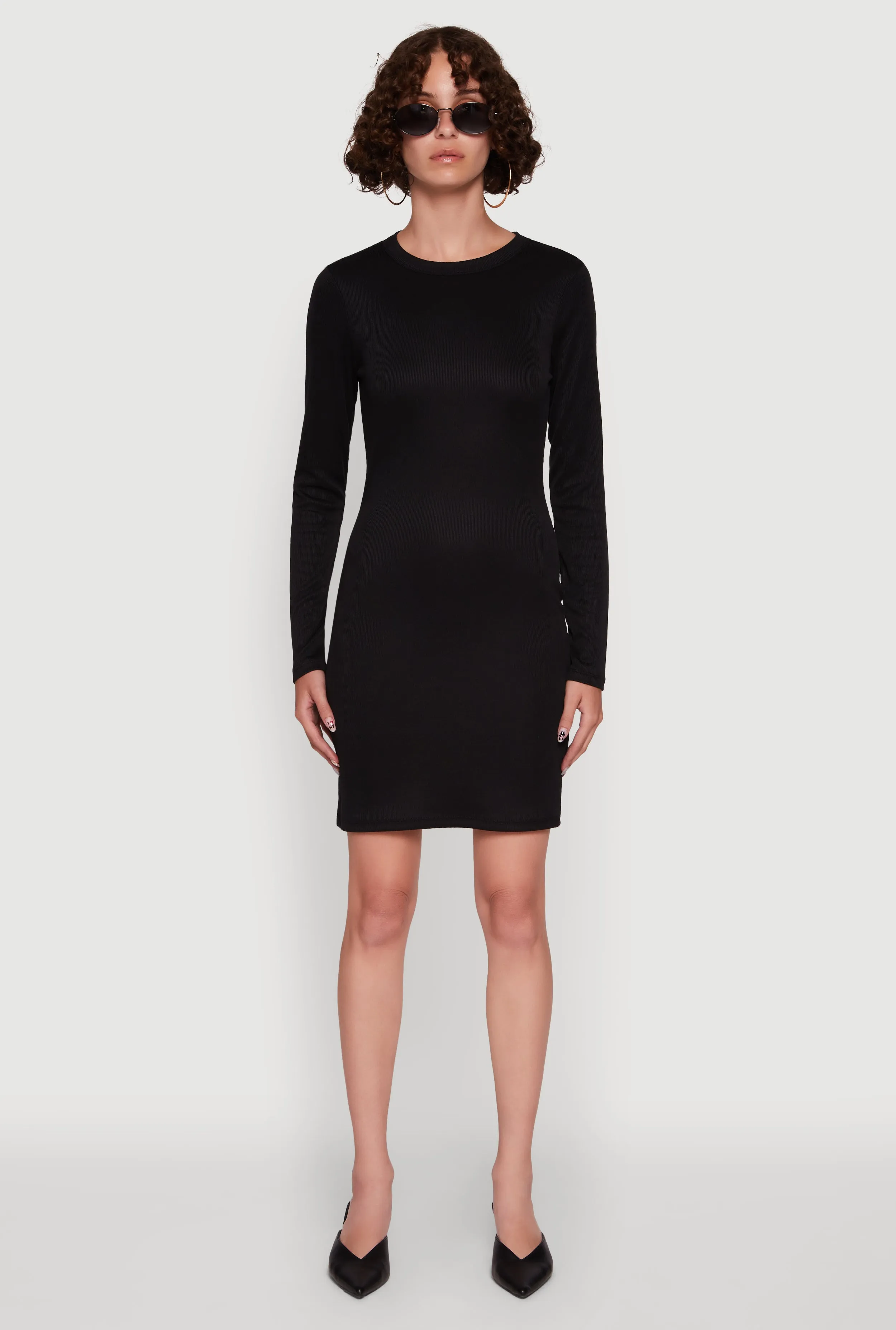 Weekend Vibe Ribbed Knit Long Sleeve Mini Dress