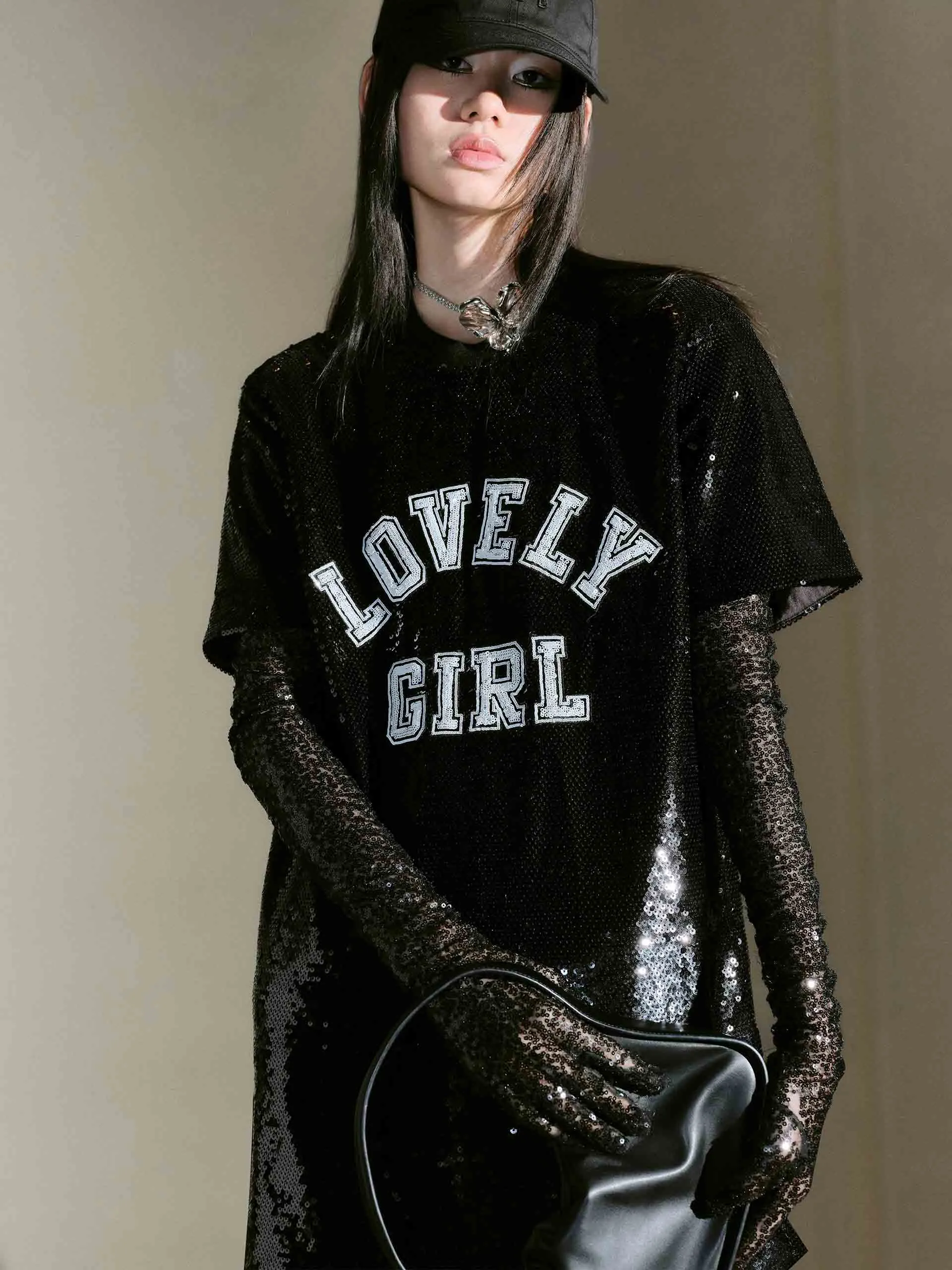 Night Out Non Restrictive Sequin T-shirt Dress