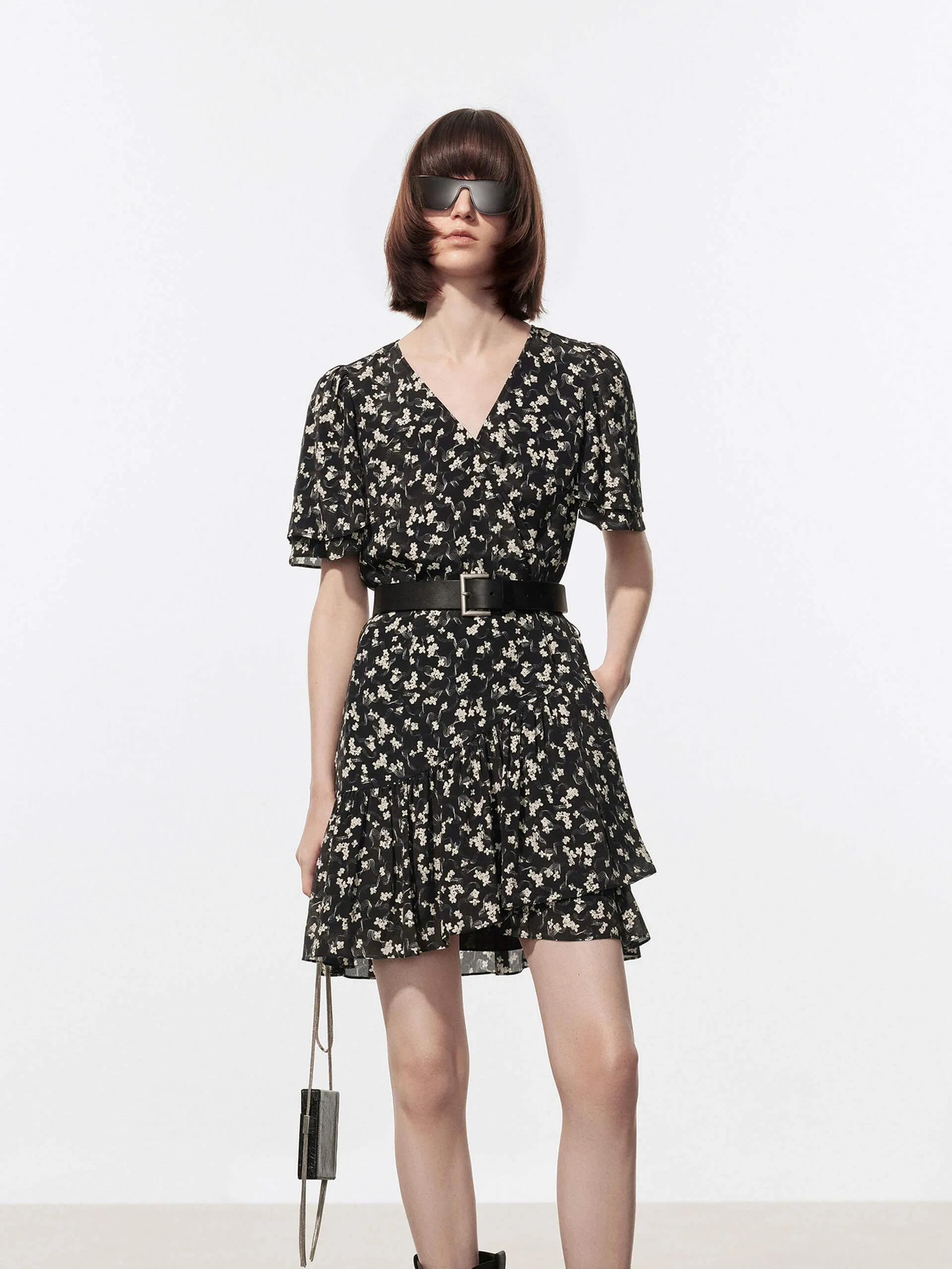 V-neck Floral Print Dress Shine Fresh Edge Pop