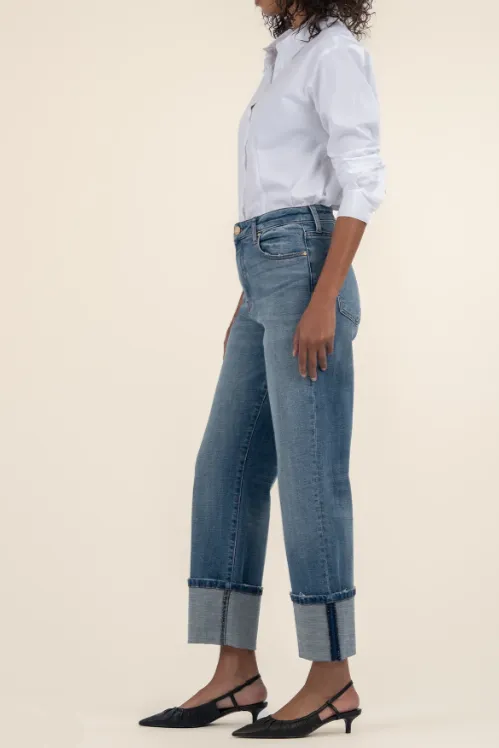 KUT From The Kloth Sienna High Rise Cuff Jeans Windproof Fabric FrictionResistant