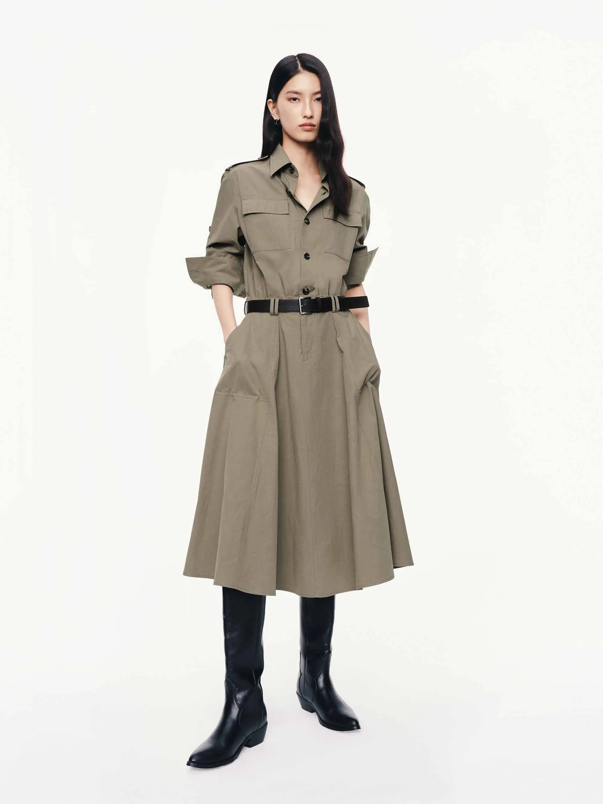 With Belt Trench Dress Lavender Hill