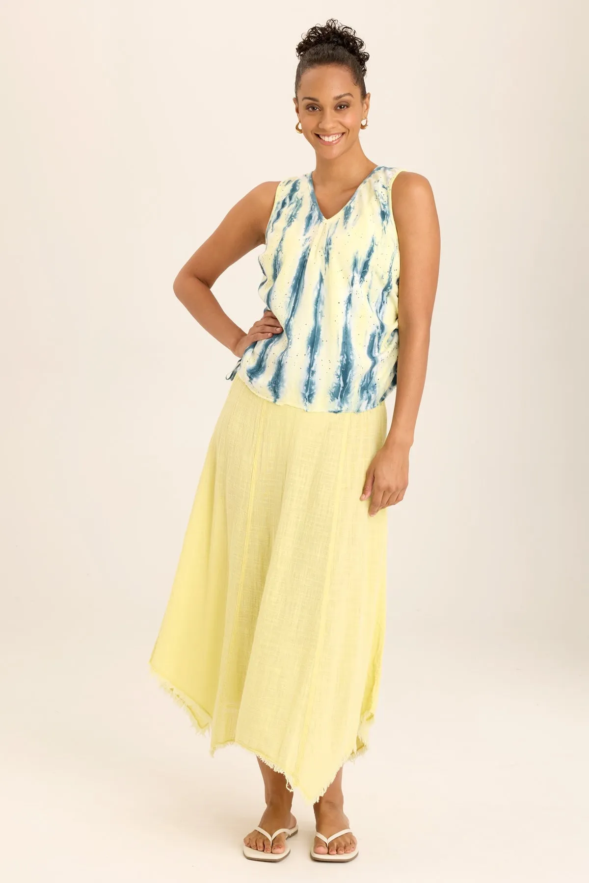 Ileana Cinched Soft Twill V-Neck Tank Recycled Fit