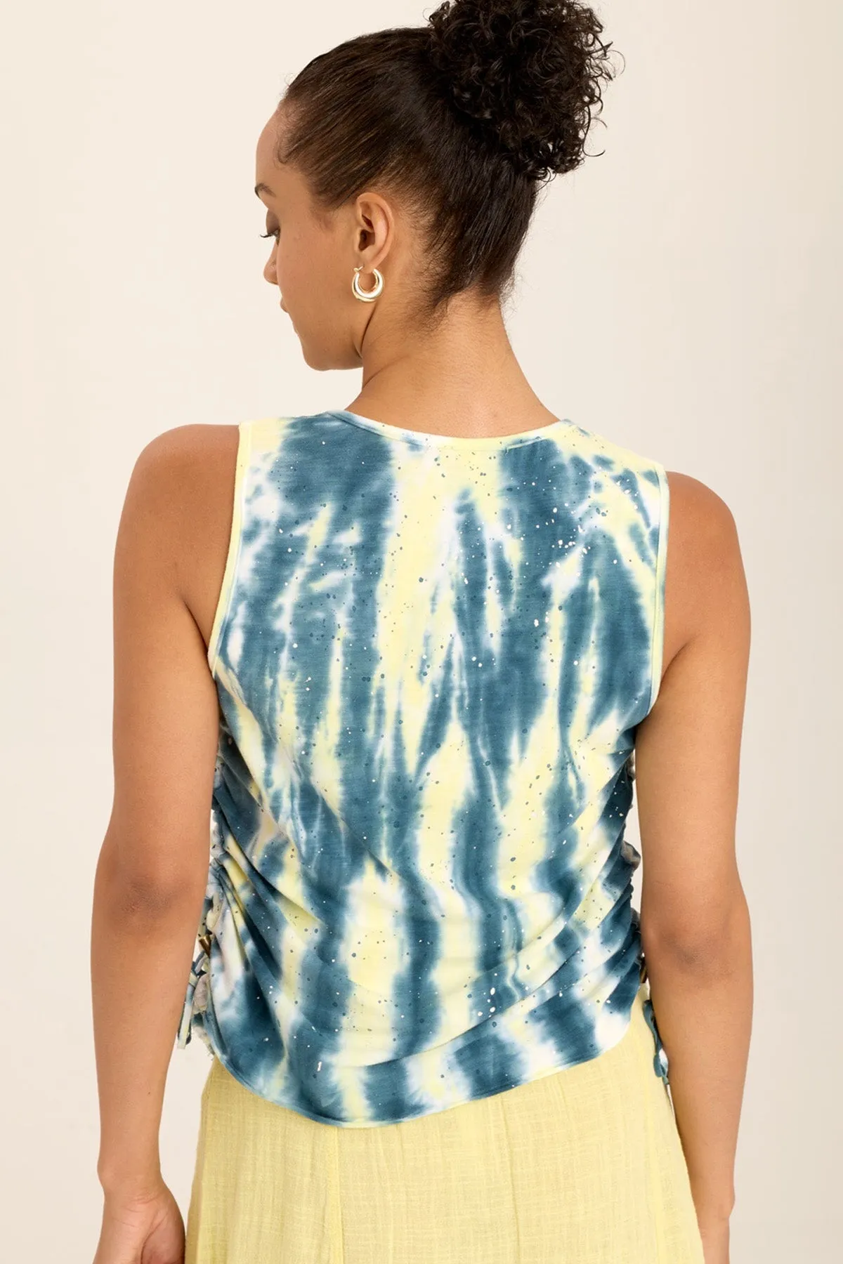 Ileana Cinched Soft Twill V-Neck Tank smooth zipper Still Soul