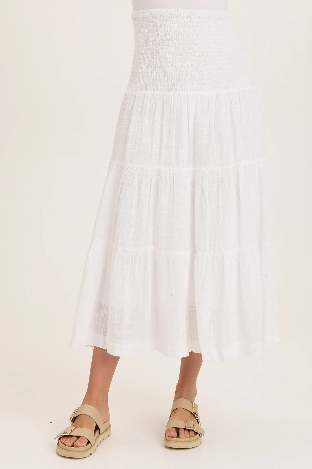 Tight Core Paigene Gauze Tiered Skirt