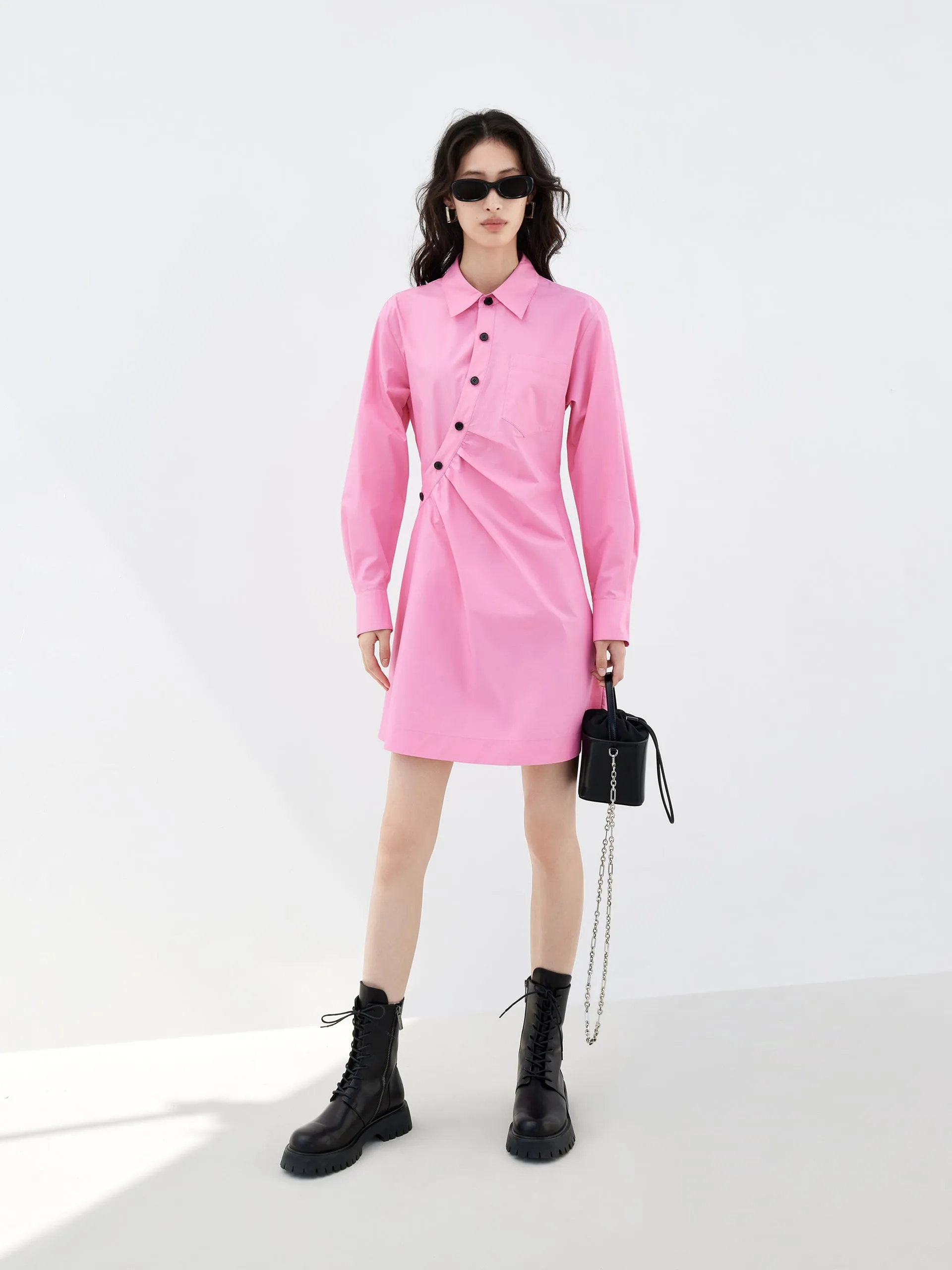 Light Touch Glow Heat Slanted Placket Shirt Dress