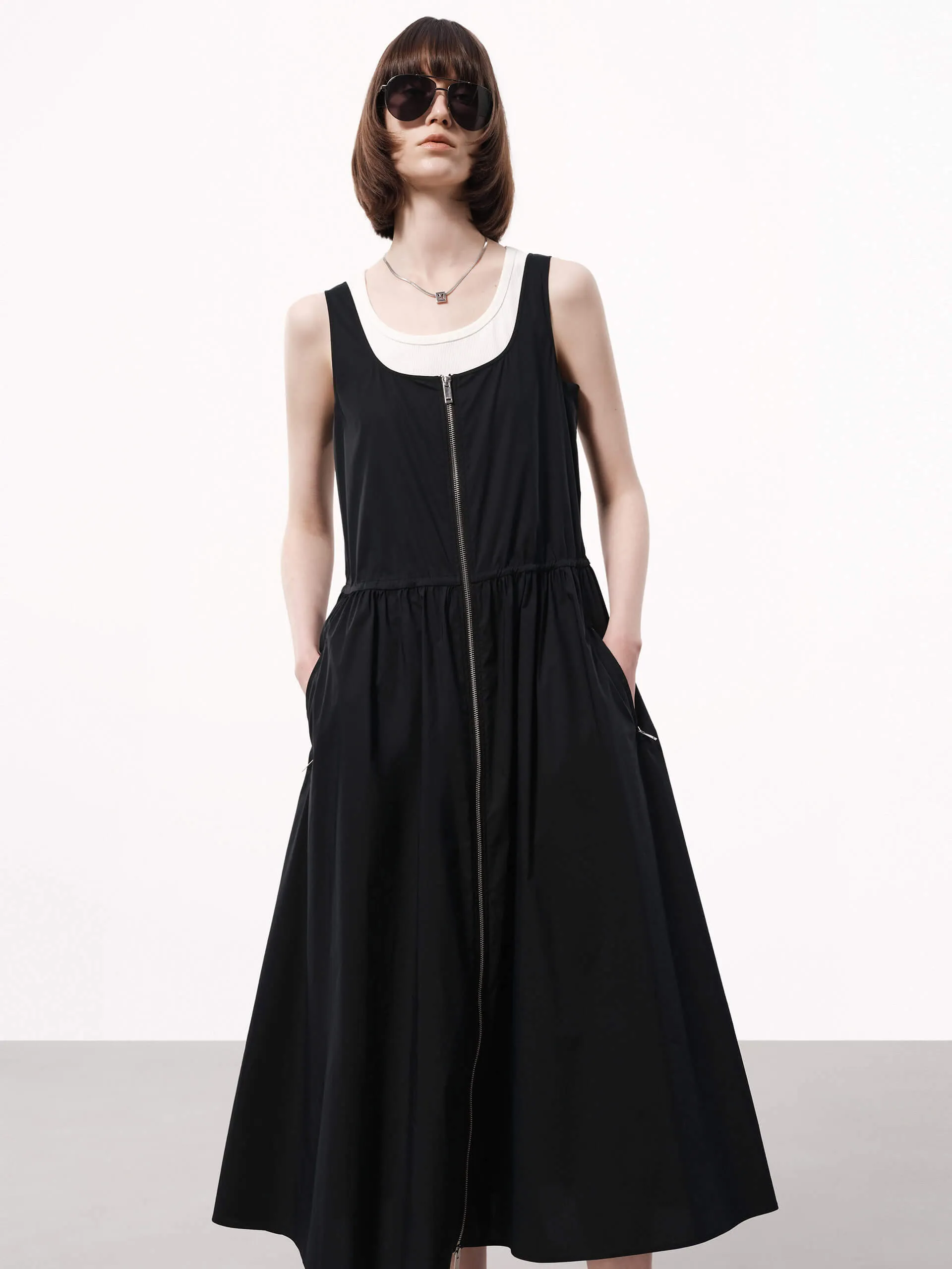 Drawstring Detail Tank Dress Haze Light