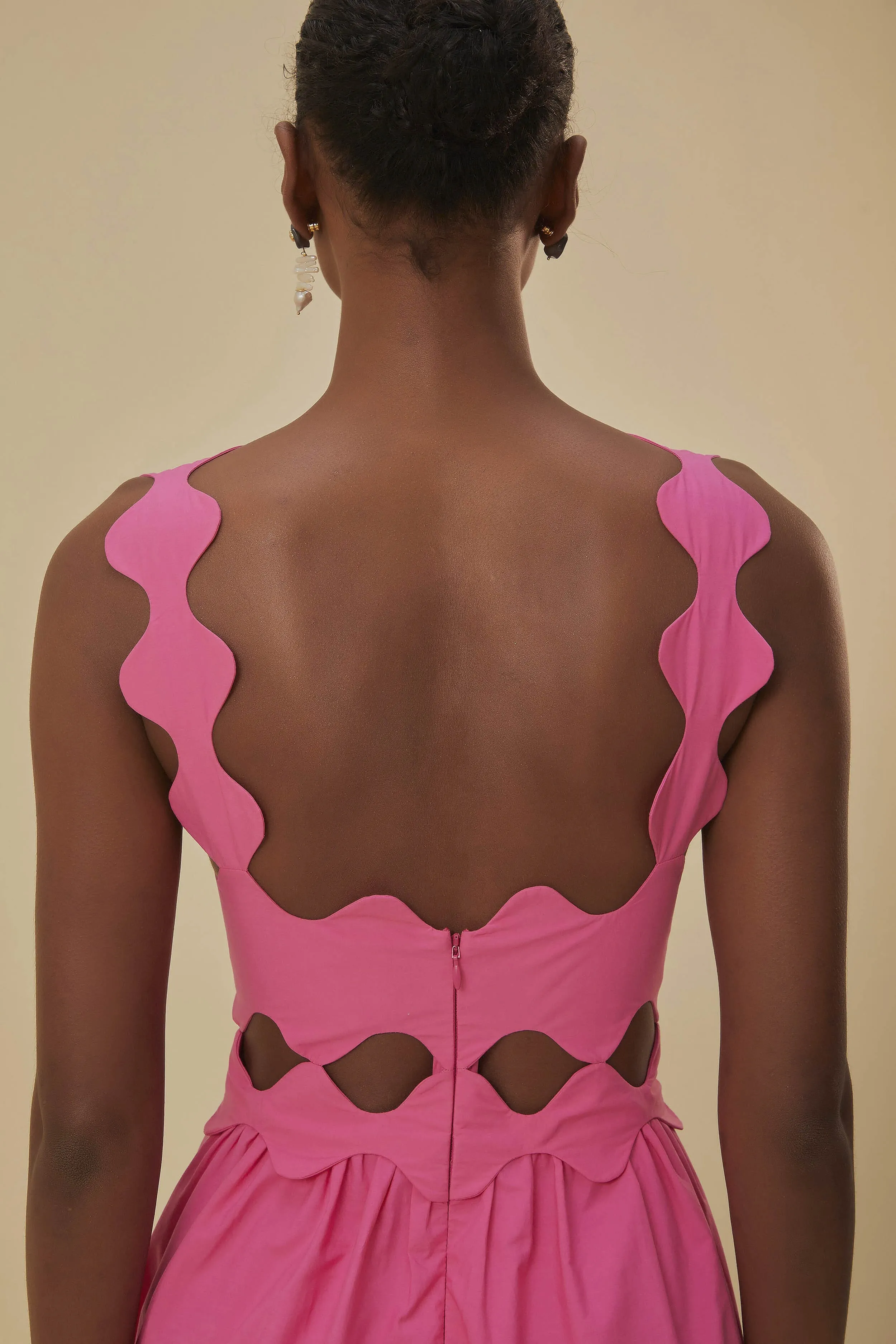 Pink Cut-Out Organic Cotton Midi Dress Playful and feminine dress