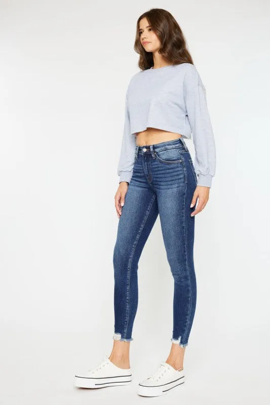 Holiday Glow Kan Can High Rise Raw Hem Ankle Skinny