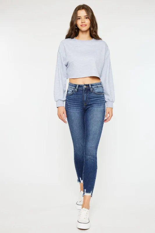 Mom Soft Kan Can High Rise Raw Hem Ankle Skinny