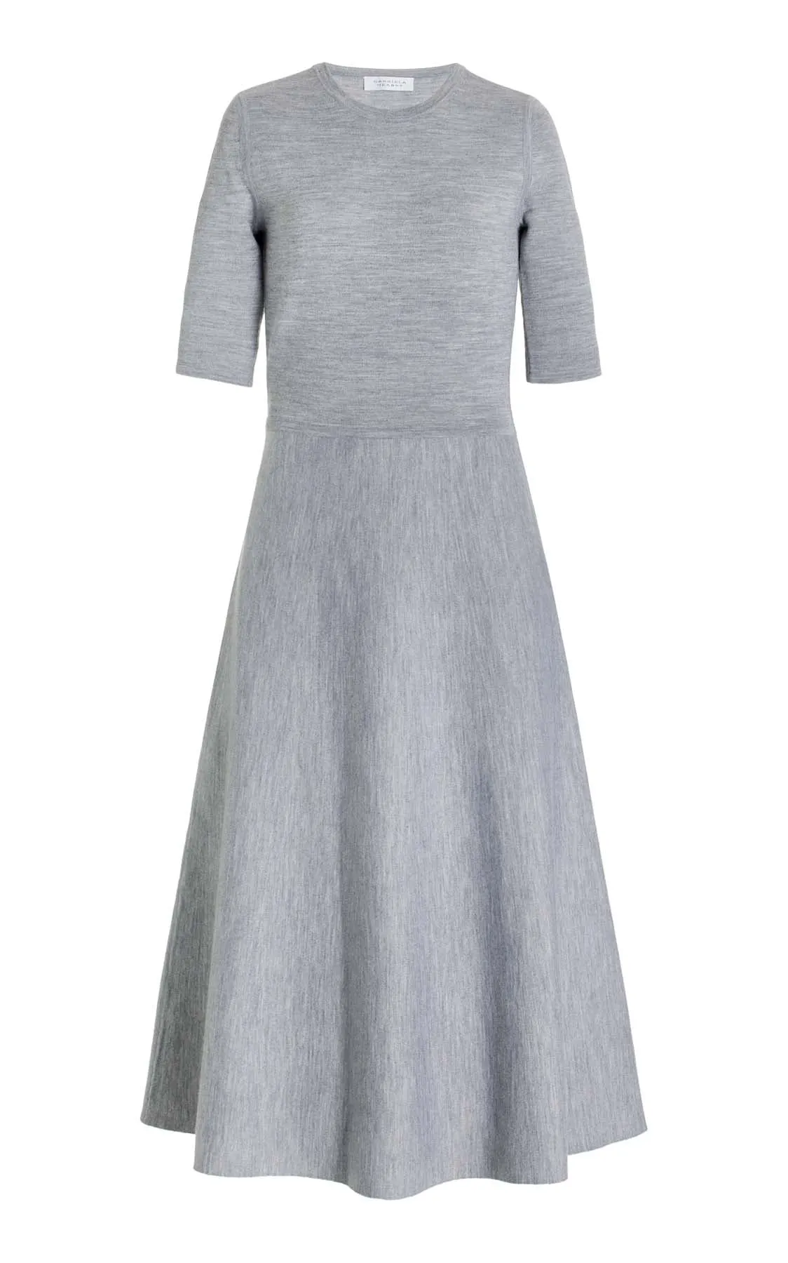Seymore Knit Midi Dress in Heather Grey Merino Wool Cashmere World Tone Lake Mood