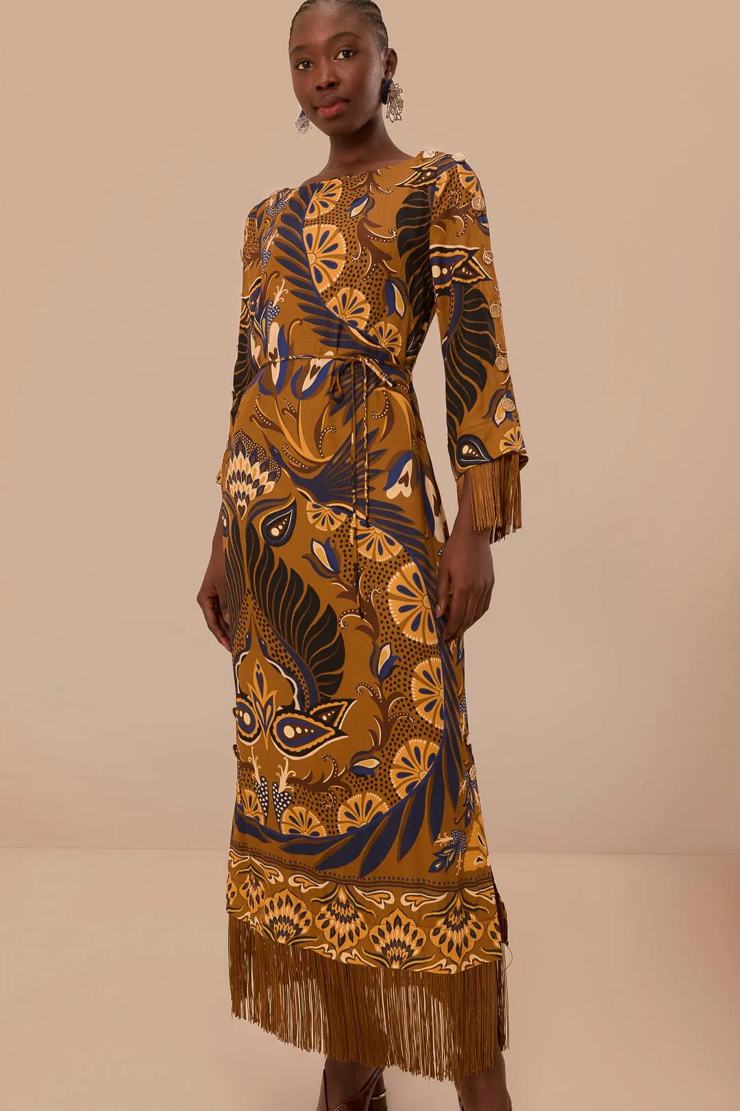 Gold Heart Forest LENZING? ECOVERO? Viscose Maxi Dress Magic Hour Orange Heat