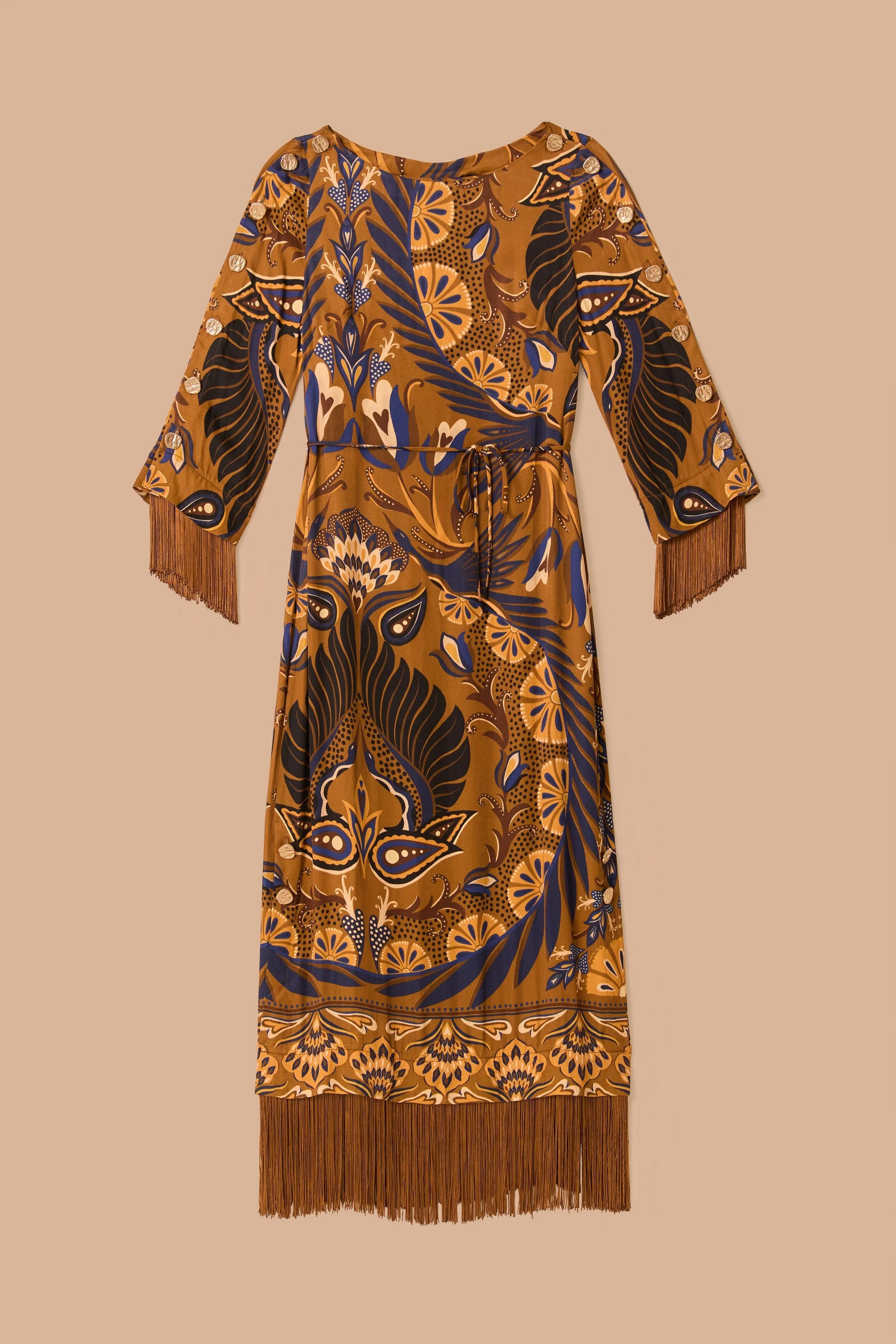 Wild Air Gold Heart Forest LENZING? ECOVERO? Viscose Maxi Dress